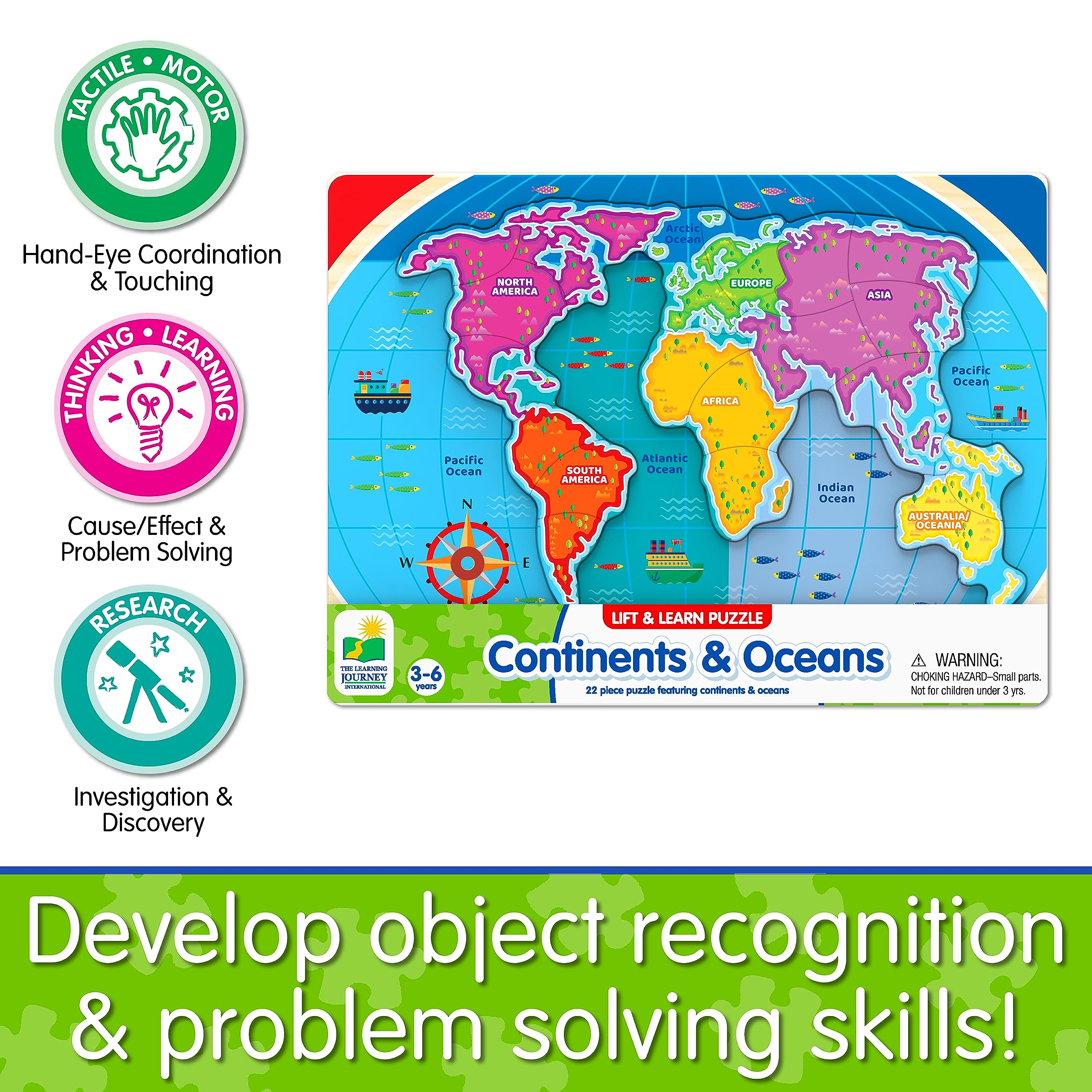 Foto 7 pulgar | Puzzle The Learning Journey Lift & Learn Continentes Y Océanos - Venta Internacional.
