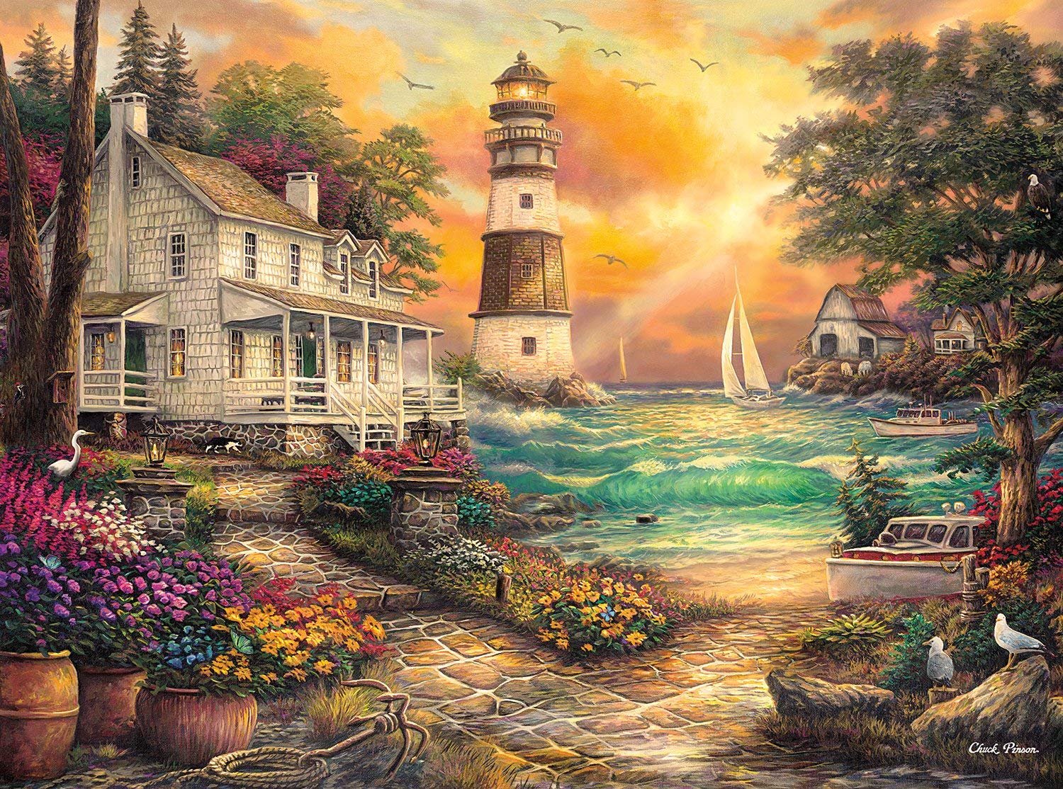 Foto 1 | Rompecabezas Buffalo Games Chuck Pinson Cottage Junto Al Mar - Venta Internacional.