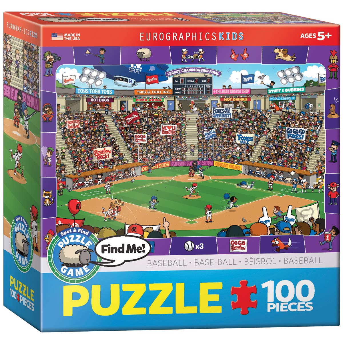 Rompecabezas Eurographics Baseball Spot Y Encuentra 100 Piezas - Venta Internacional.