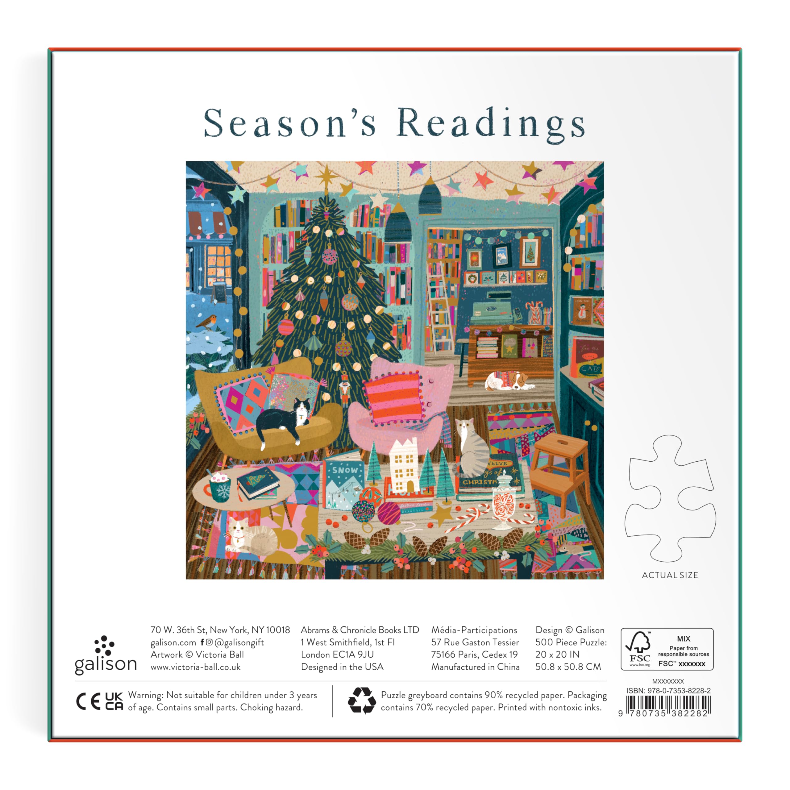 Foto 4 pulgar | Rompecabezas Galison Season's Reading, 500 Piezas - Venta Internacional.