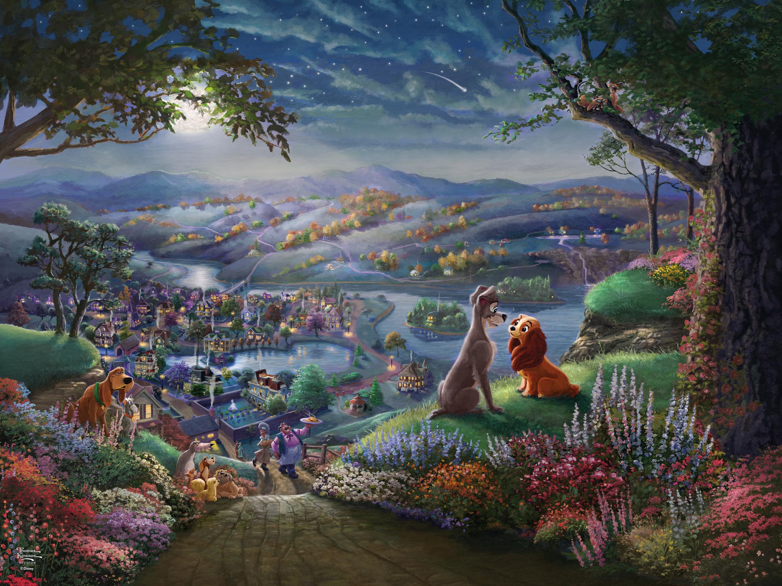 Rompecabezas Ceaco Disney Thomas Kinkade Lady Tramp 300 Piezas - Venta Internacional.