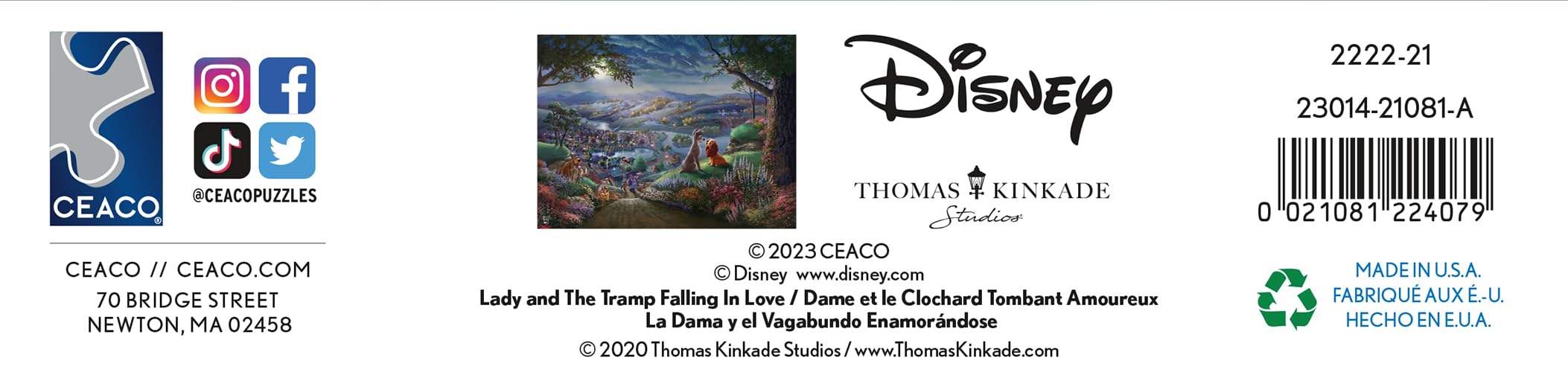 Foto 7 | Rompecabezas Ceaco Disney Thomas Kinkade Lady Tramp 300 Piezas - Venta Internacional.