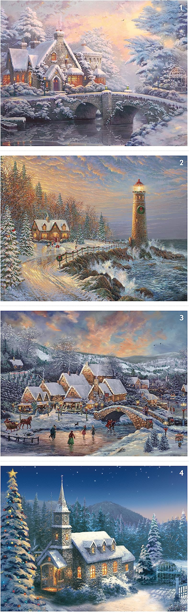 Foto 2 pulgar | Rompecabezas Ceaco Thomas Kinkade Holiday De 4 X 500 Piezas - Venta Internacional.