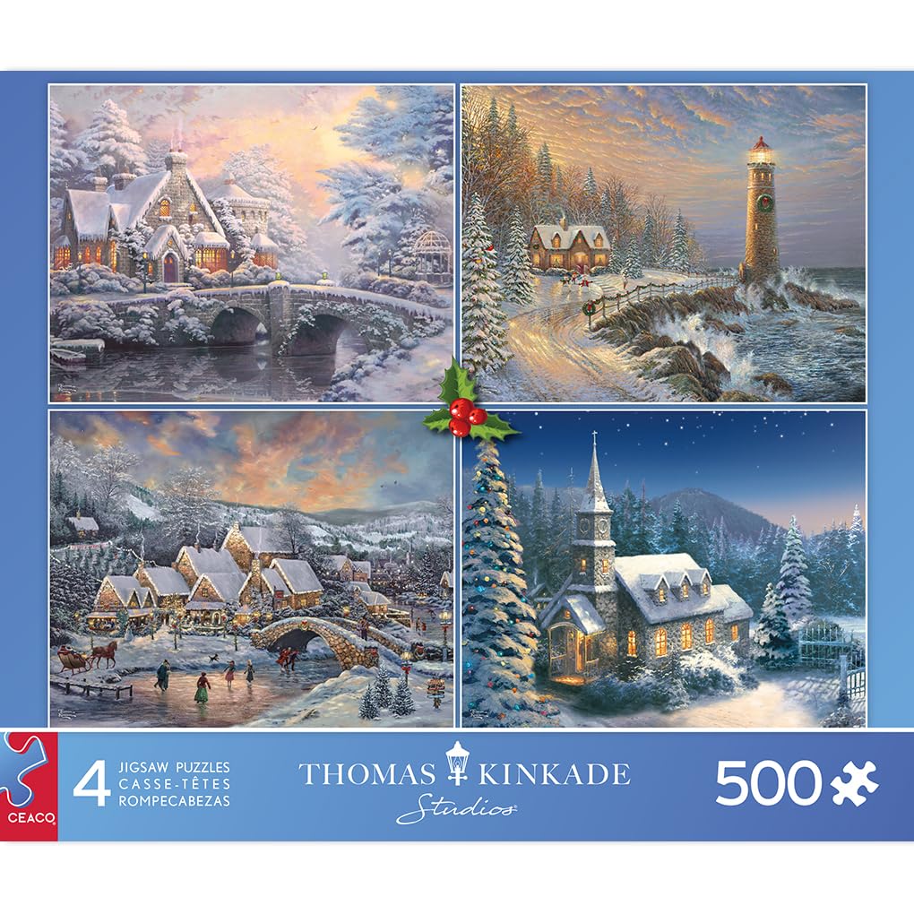 Foto 3 pulgar | Rompecabezas Ceaco Thomas Kinkade Holiday De 4 X 500 Piezas - Venta Internacional.