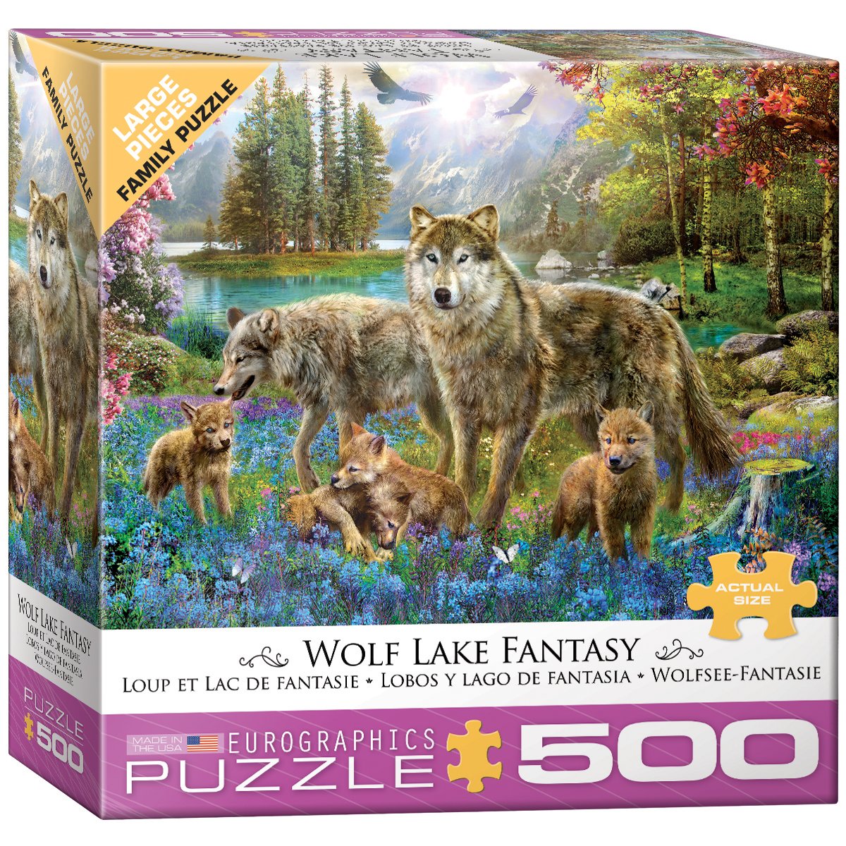 Puzzle Eurographics Eurhr Wolf Lake Fantasy De 500 Piezas - Venta Internacional.
