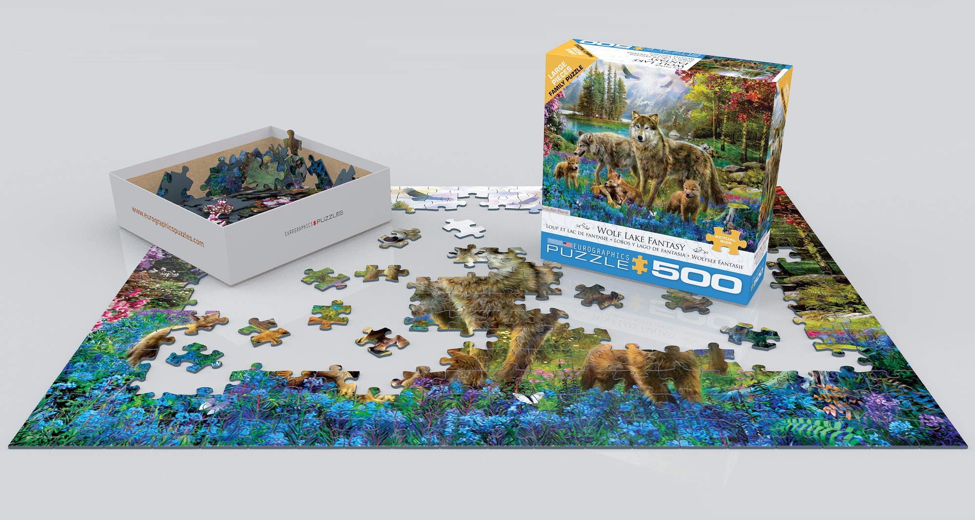 Foto 3 | Puzzle Eurographics Eurhr Wolf Lake Fantasy De 500 Piezas - Venta Internacional.