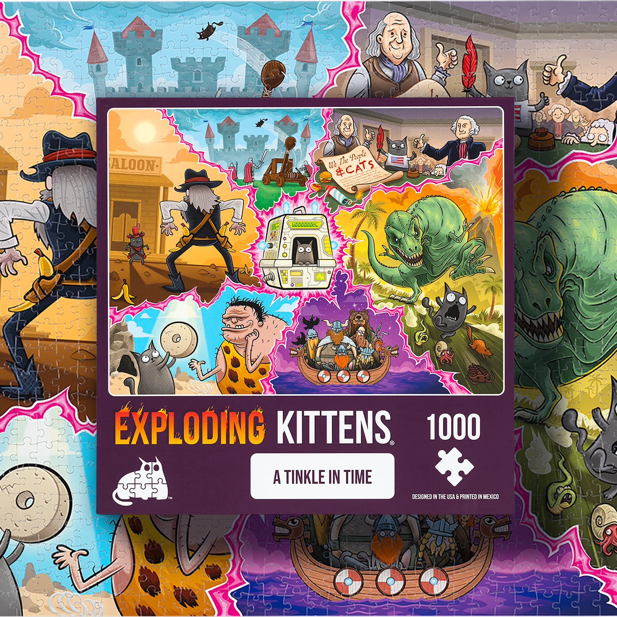 Foto 3 | Rompecabezas Exploding Kittens Tinkle In Time (1000 Piezas) - Venta Internacional.