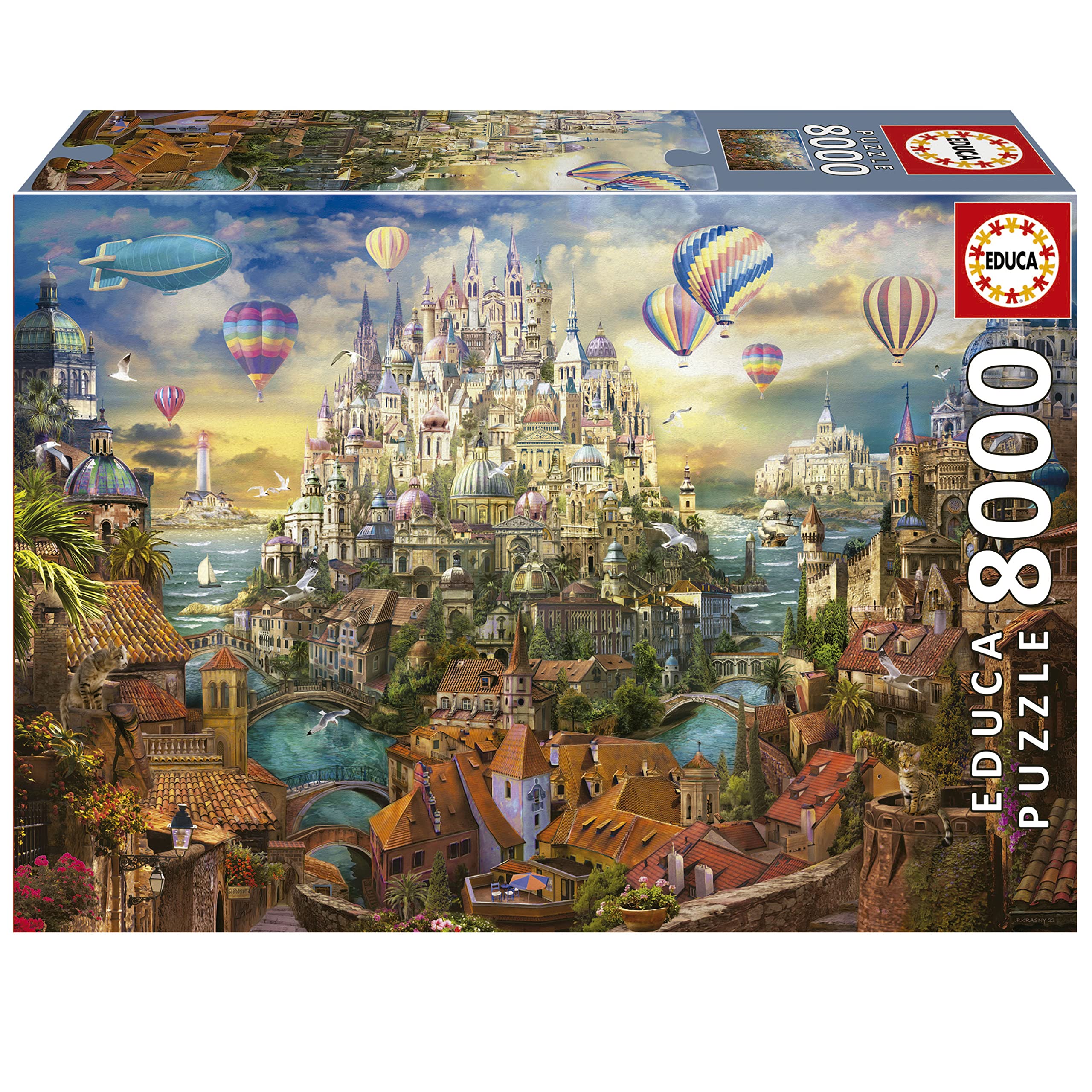 Rompecabezas Educa Dreamtown De 8000 Piezas Con Pegamento Para Rompecabezas, 192 X 136 Cm - Venta Internacional.