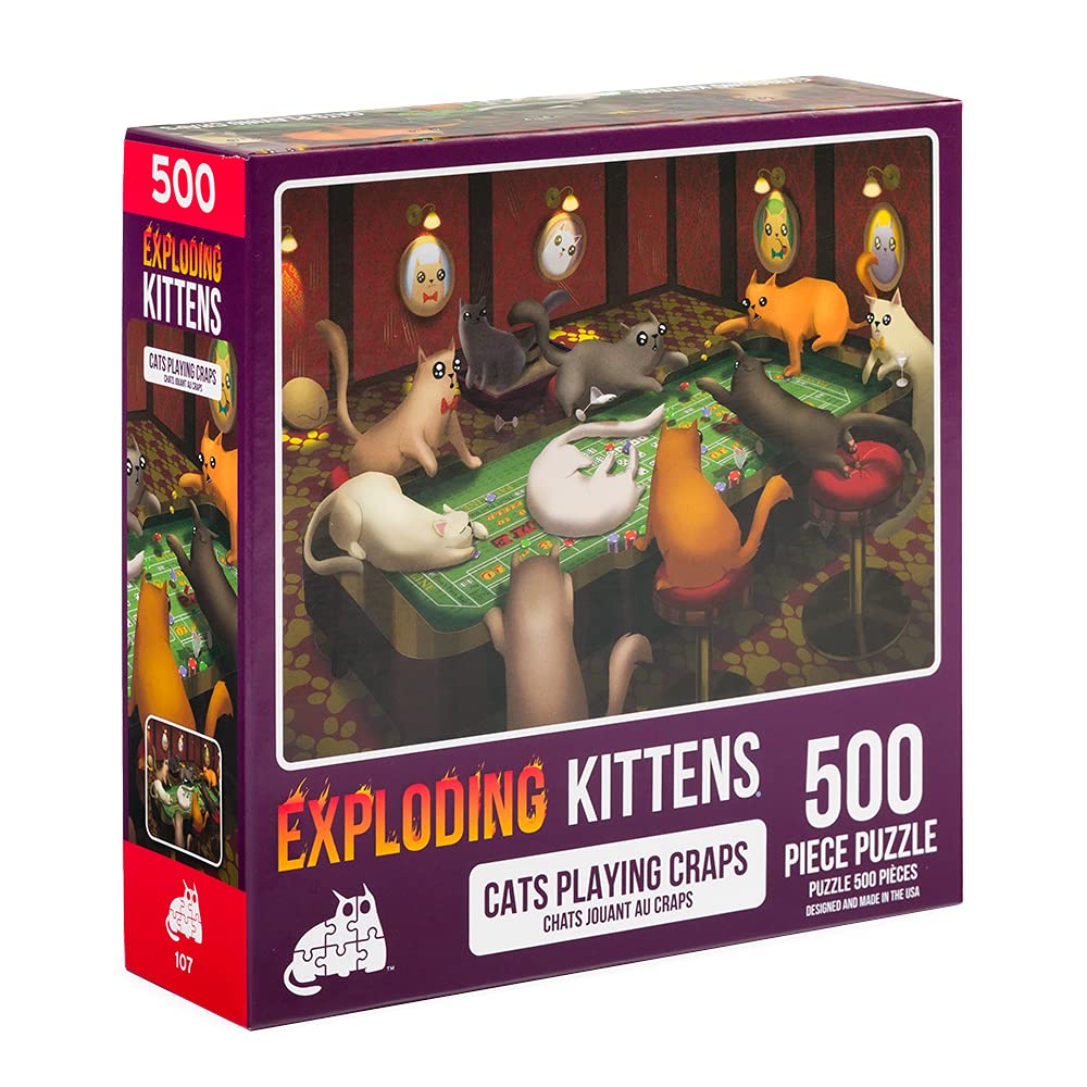 Rompecabezas Exploding Kittens Cats Jugando A Los Dados, 500 Unidades - Venta Internacional.