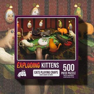 Foto 3 | Rompecabezas Exploding Kittens Cats Jugando A Los Dados, 500 Unidades - Venta Internacional.