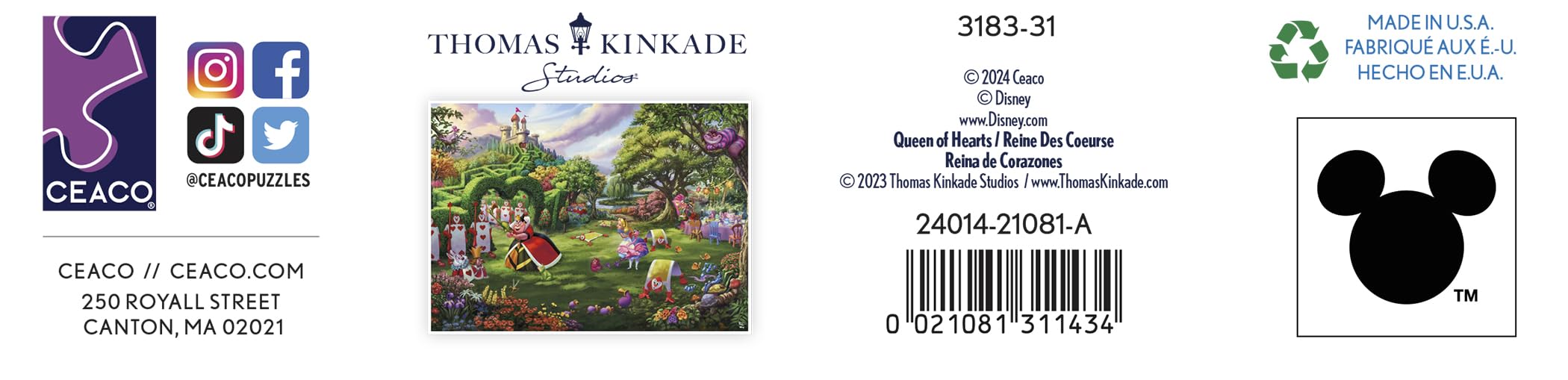 Foto 8 pulgar | Rompecabezas Ceaco Thomas Kinkade Disney Queen Of Hearts 1000 Piezas - Venta Internacional.