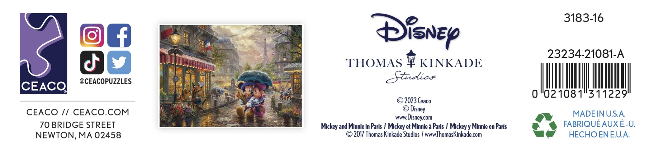 Foto 8 pulgar | Rompecabezas Ceaco Thomas Kinkade Disney Mickey & Minnie - Venta Internacional.