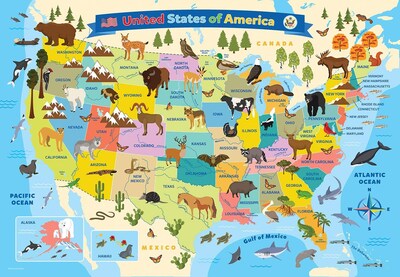 Foto 4 | Puzzle Eurographics: Mapa Ilustrado De Los Estados Unidos, 100 Unidades - Venta Internacional.