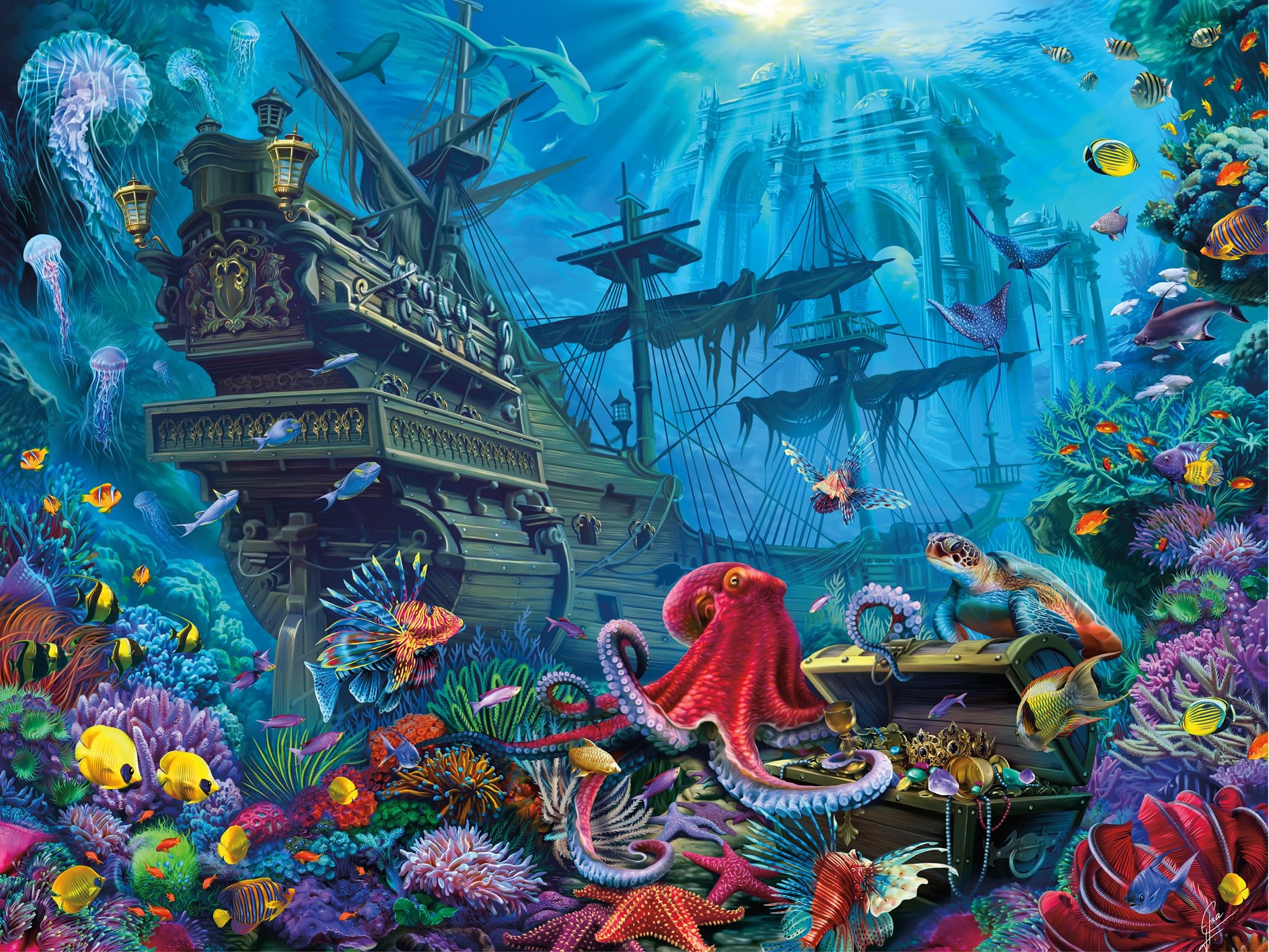 Foto 1 | Rompecabezas Ceaco Undersea Glow De 750 Piezas Con Brillo En La Oscuridad - Venta Internacional.