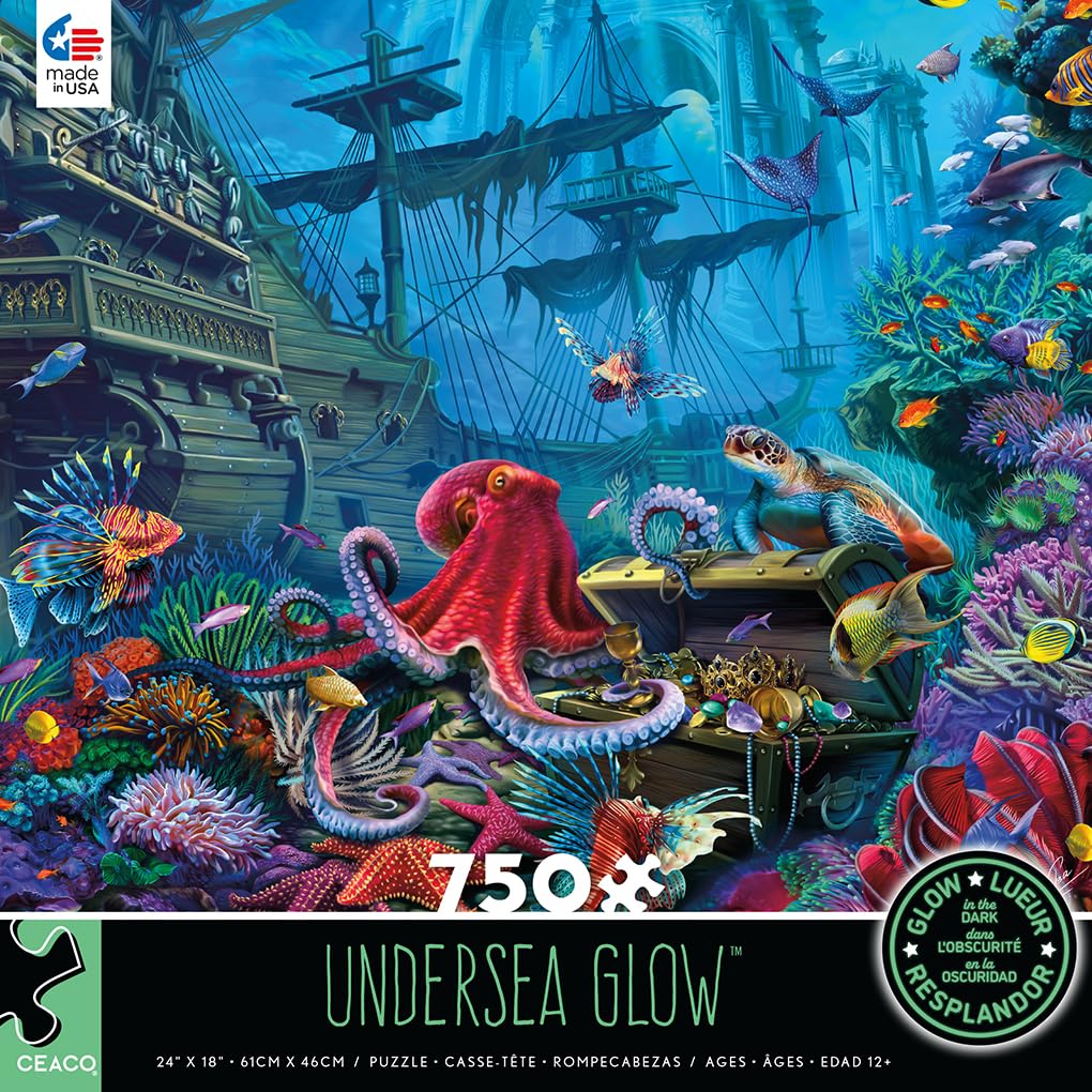 Foto 4 pulgar | Rompecabezas Ceaco Undersea Glow De 750 Piezas Con Brillo En La Oscuridad - Venta Internacional.