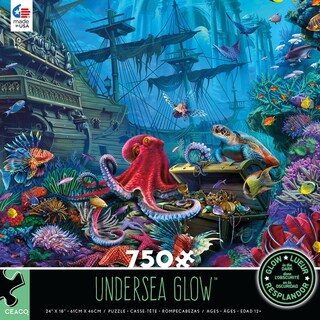Foto 3 | Rompecabezas Ceaco Undersea Glow De 750 Piezas Con Brillo En La Oscuridad - Venta Internacional.