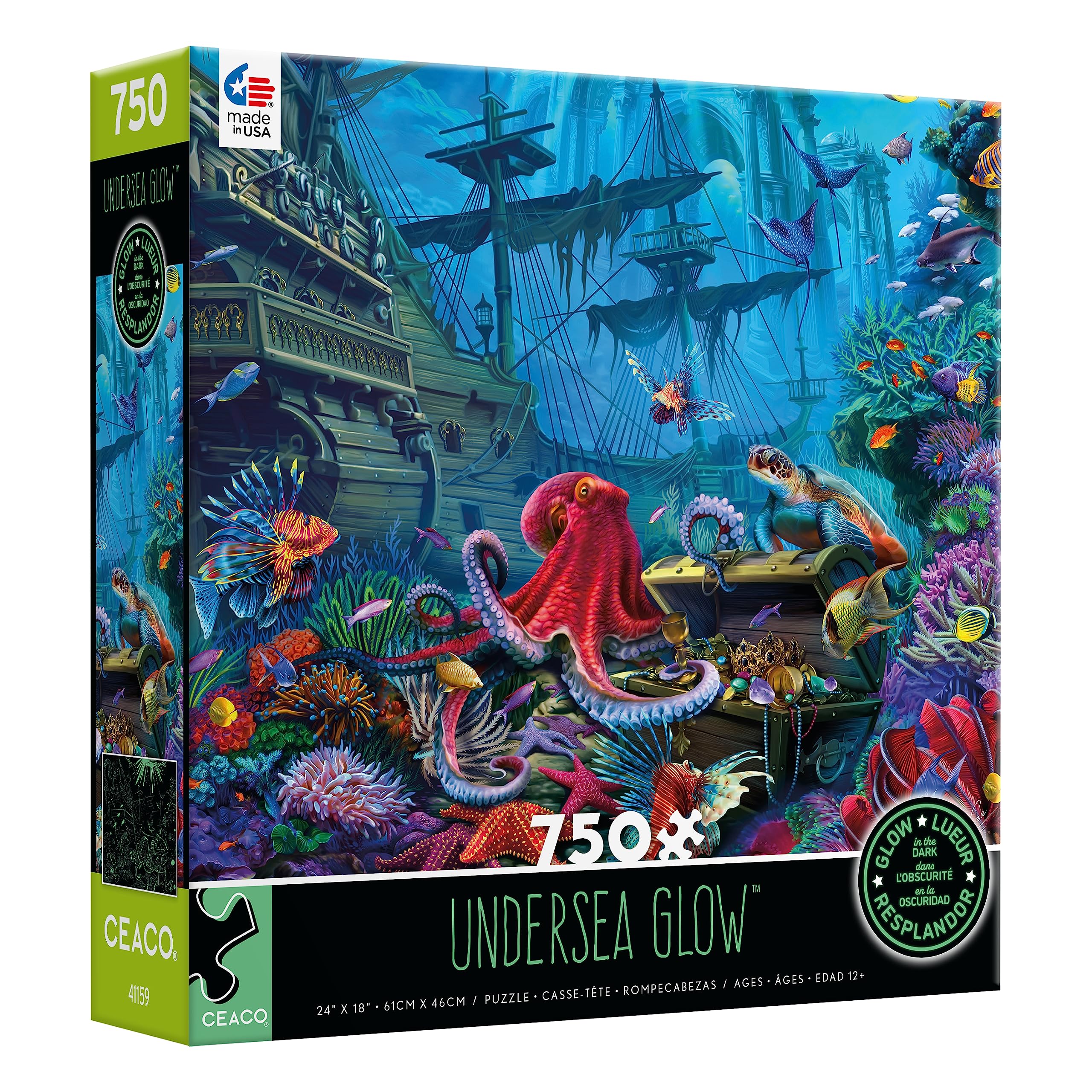 Foto 4 | Rompecabezas Ceaco Undersea Glow De 750 Piezas Con Brillo En La Oscuridad - Venta Internacional.