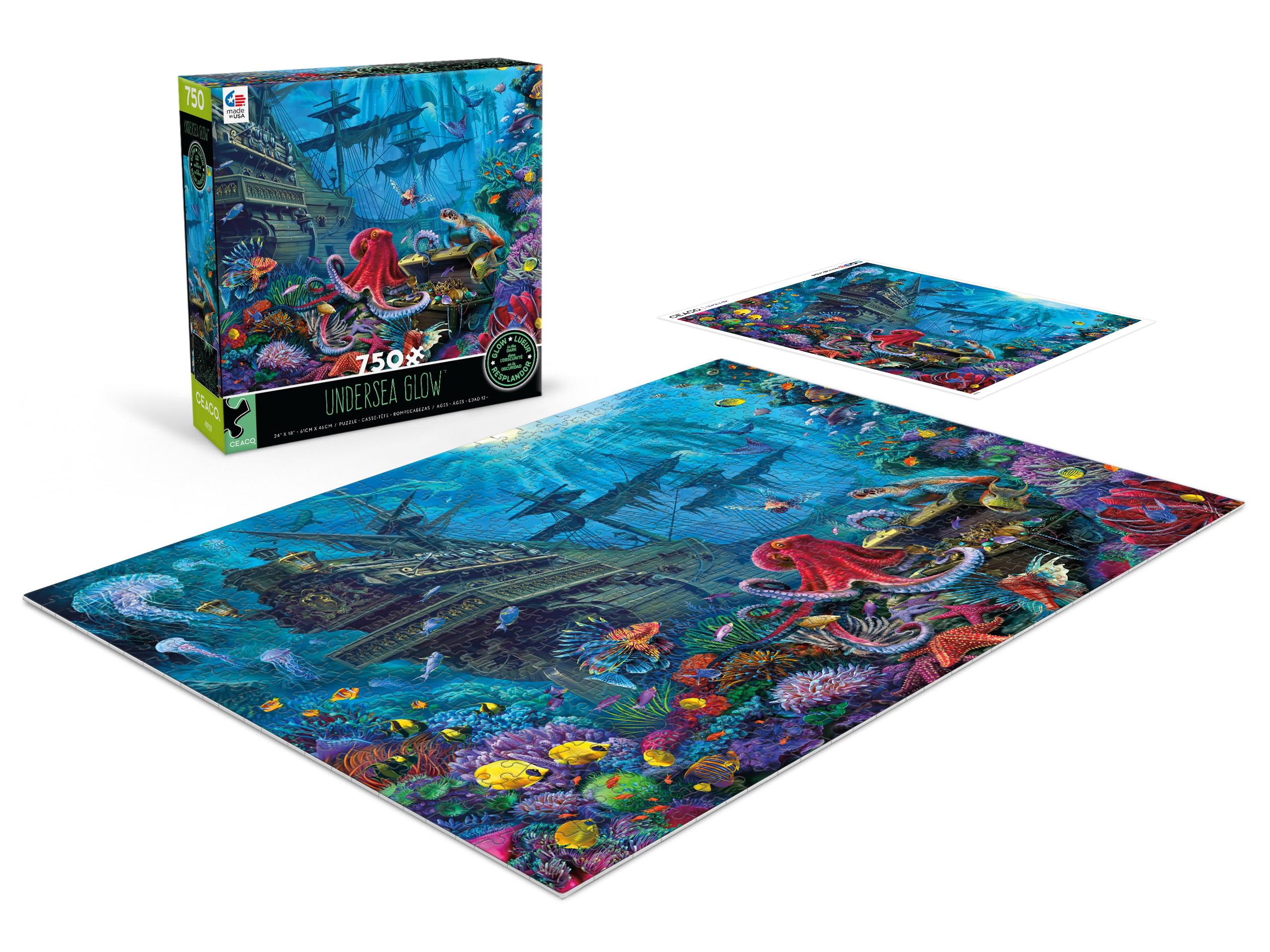 Foto 5 | Rompecabezas Ceaco Undersea Glow De 750 Piezas Con Brillo En La Oscuridad - Venta Internacional.