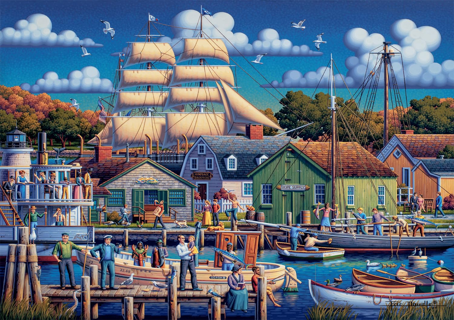 Rompecabezas Buffalo Games Dowdle Mystic Seaport 300 Piezas - Venta Internacional.