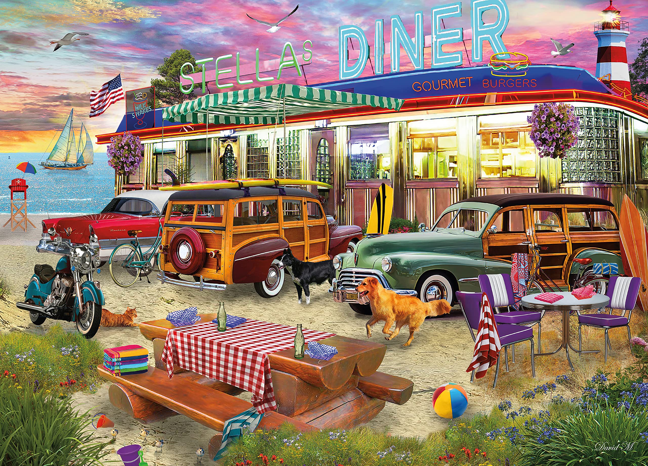 Foto 1 | Rompecabezas Ceaco David Maclean Beach Diner 1000 Piezas - Venta Internacional.