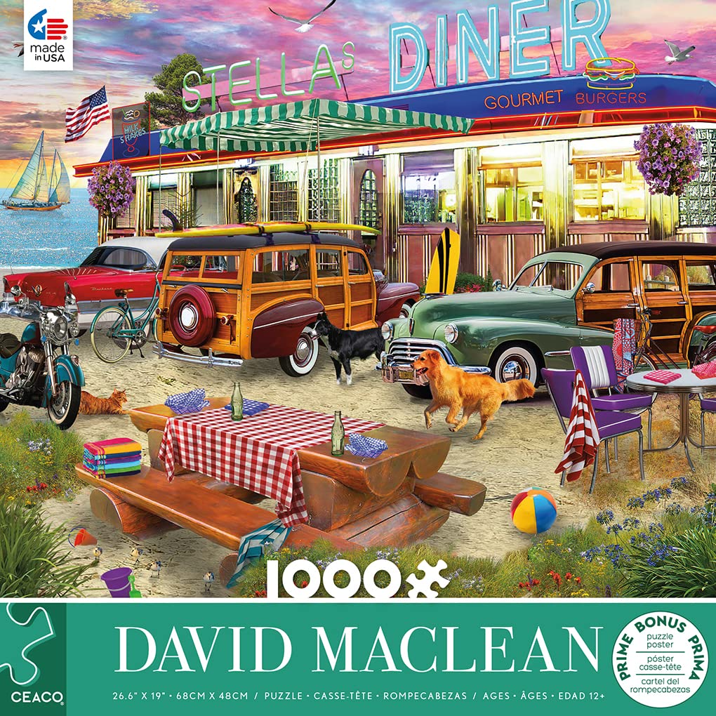 Foto 3 pulgar | Rompecabezas Ceaco David Maclean Beach Diner 1000 Piezas - Venta Internacional.