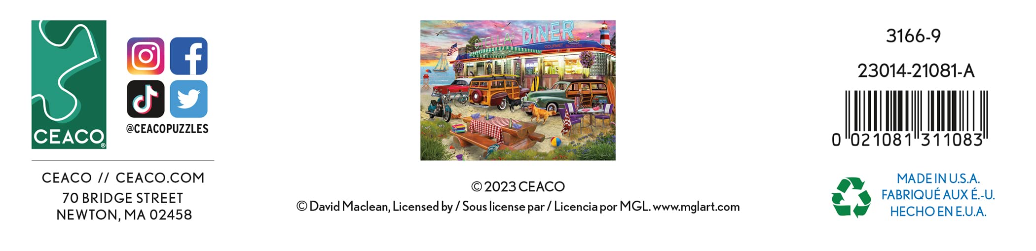 Foto 7 | Rompecabezas Ceaco David Maclean Beach Diner 1000 Piezas - Venta Internacional.