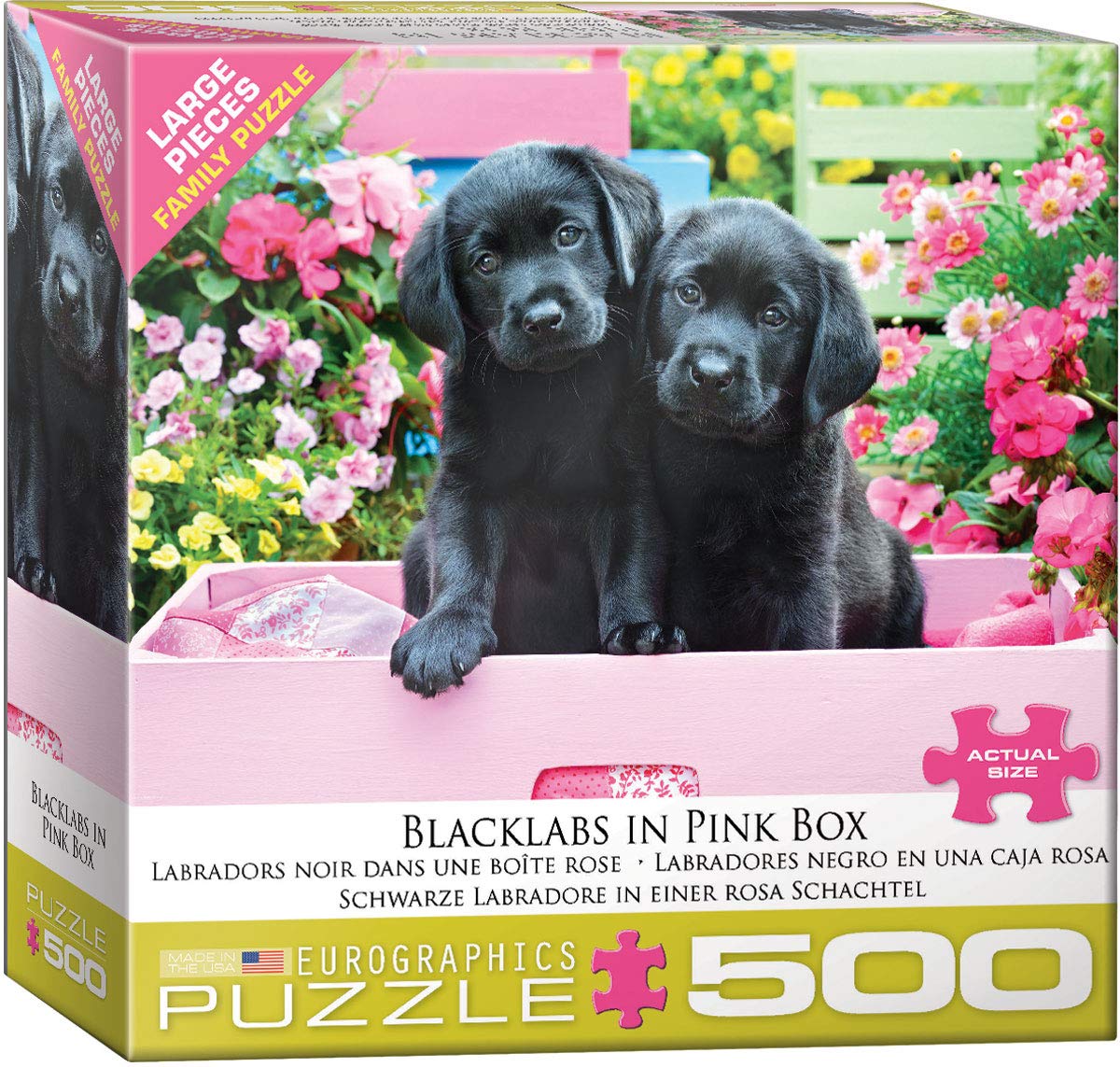 Foto 1 | Puzzle Eurographics Black Labs En Caja Rosa, 500 Piezas - Venta Internacional.