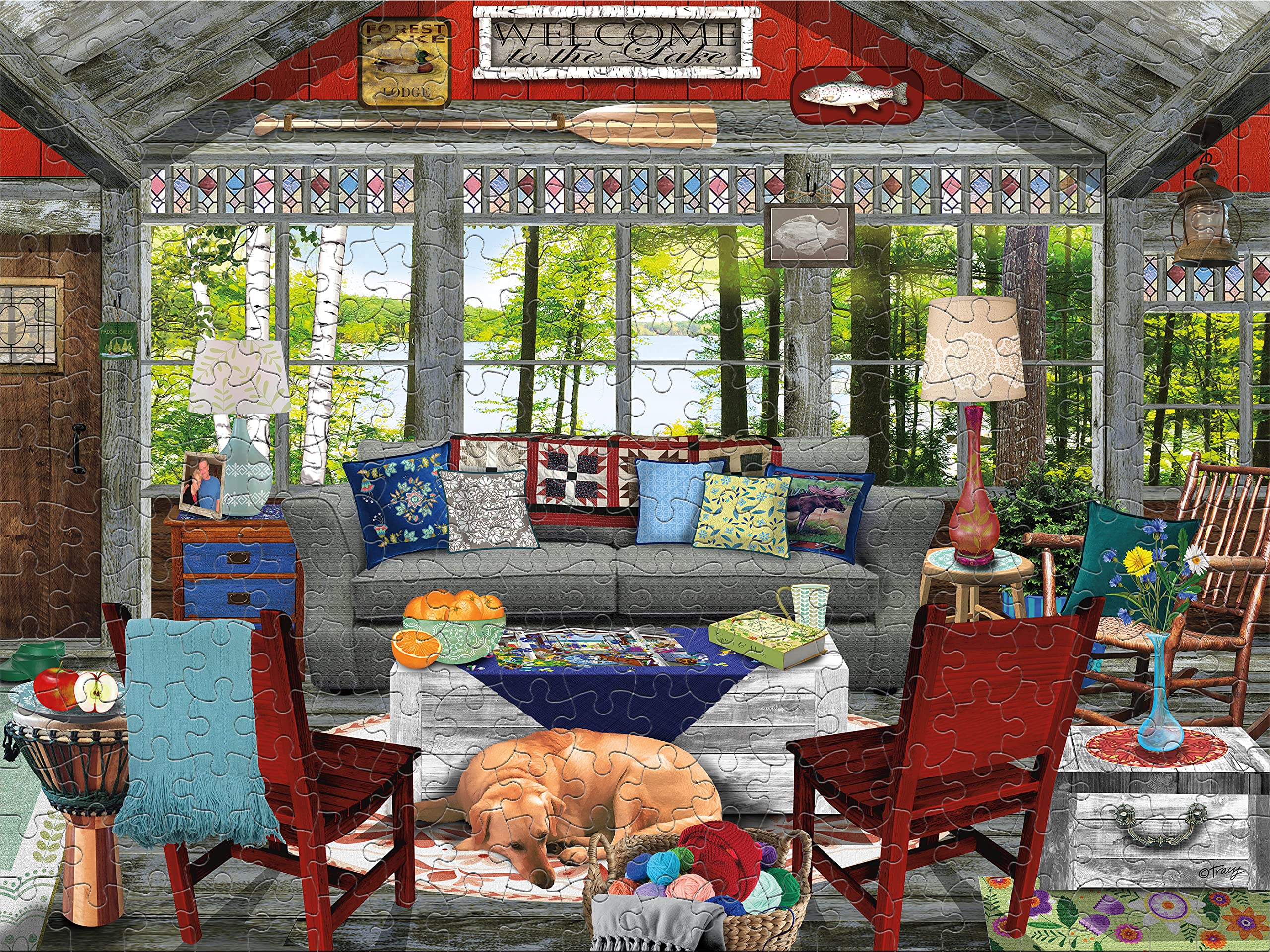 Foto 4 pulgar | Rompecabezas Ceaco Tracy Flickinger Lake Cabin 300 Piezas - Venta Internacional.