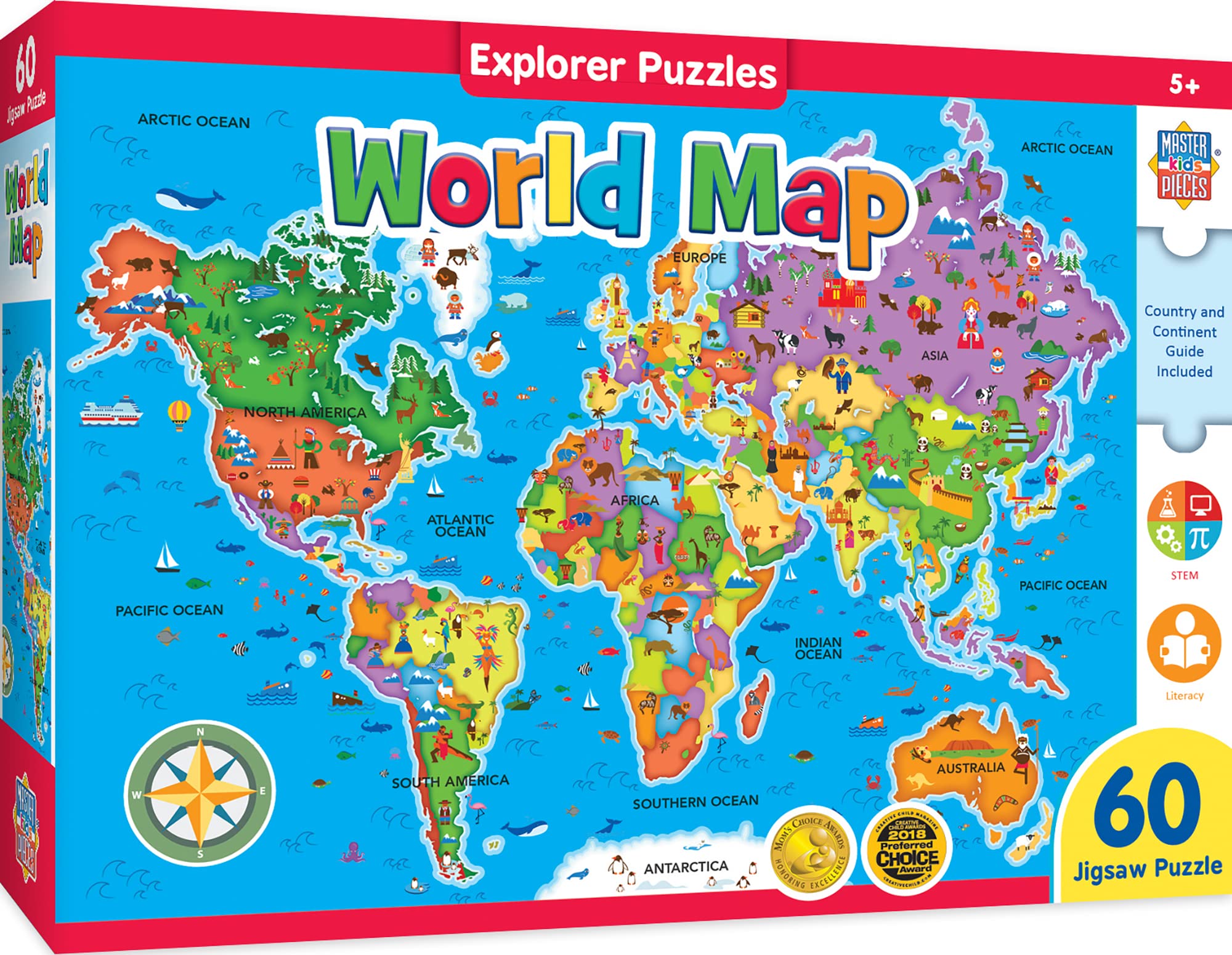 Rompecabezas Masterpieces, Mapa Del Mundo, 60 Piezas, Para Niños - Venta Internacional.