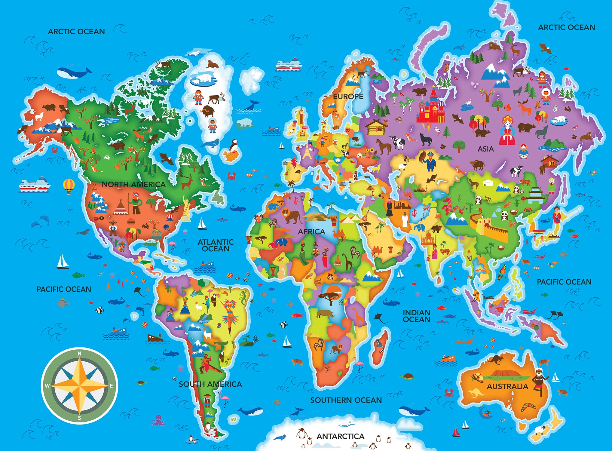 Foto 2 | Rompecabezas Masterpieces, Mapa Del Mundo, 60 Piezas, Para Niños - Venta Internacional.