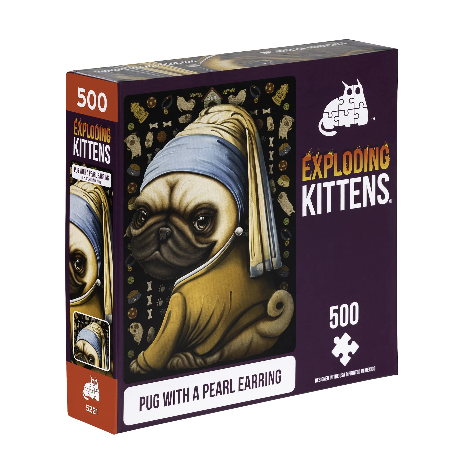 Foto 2 pulgar | Pendientes Puzzle Exploding Kittens Con Forma De Carlino Con Perla, 500 Piezas - Venta Internacional.