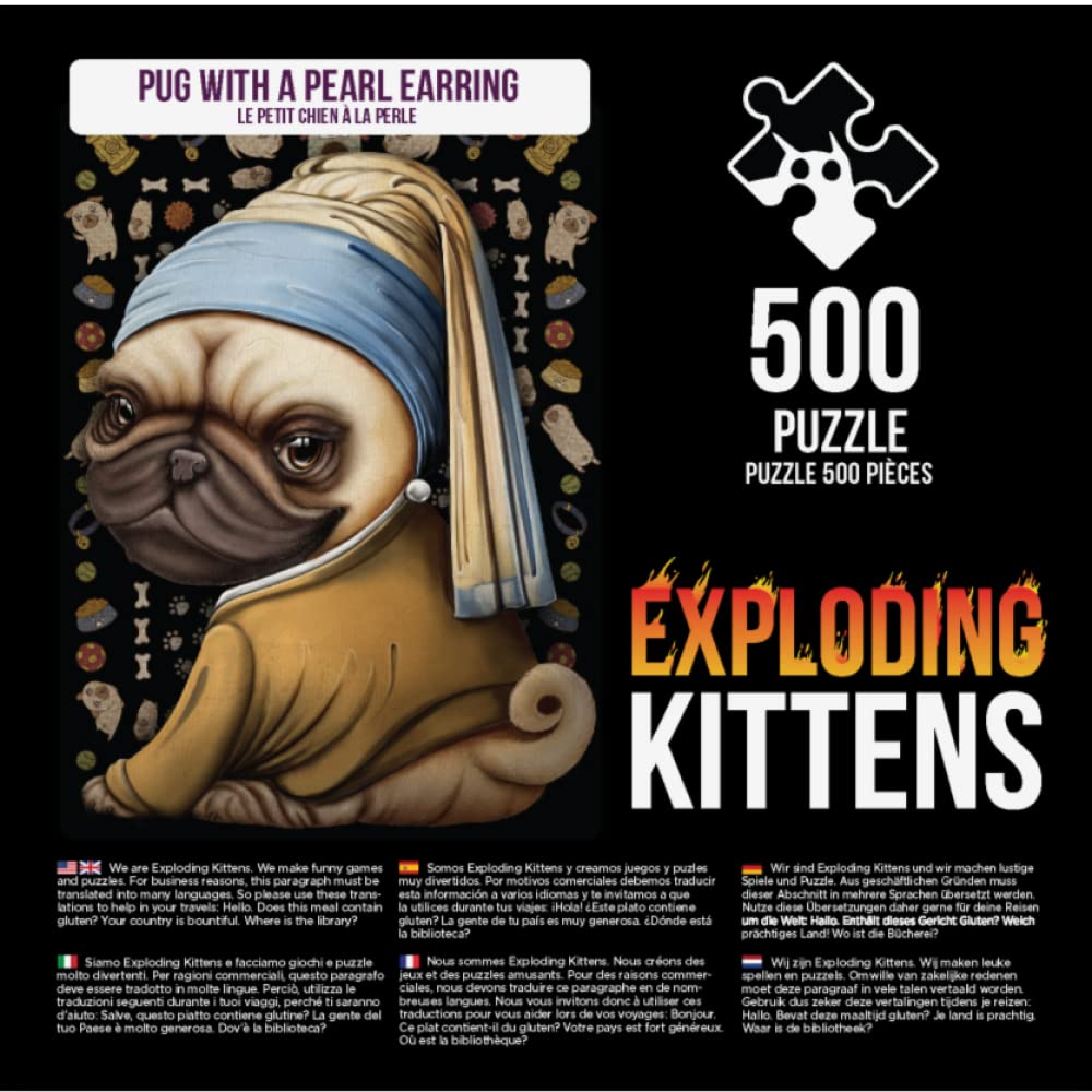 Foto 3 pulgar | Pendientes Puzzle Exploding Kittens Con Forma De Carlino Con Perla, 500 Piezas - Venta Internacional.