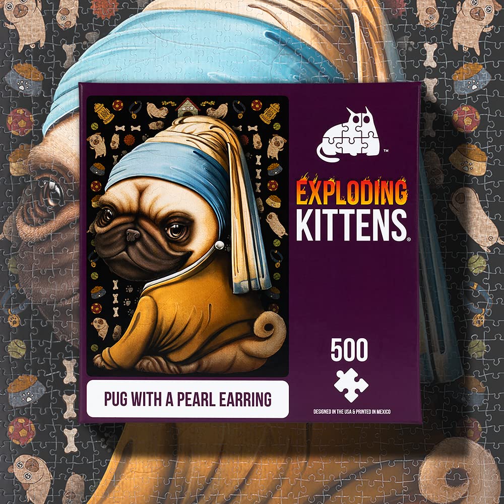 Foto 4 pulgar | Pendientes Puzzle Exploding Kittens Con Forma De Carlino Con Perla, 500 Piezas - Venta Internacional.