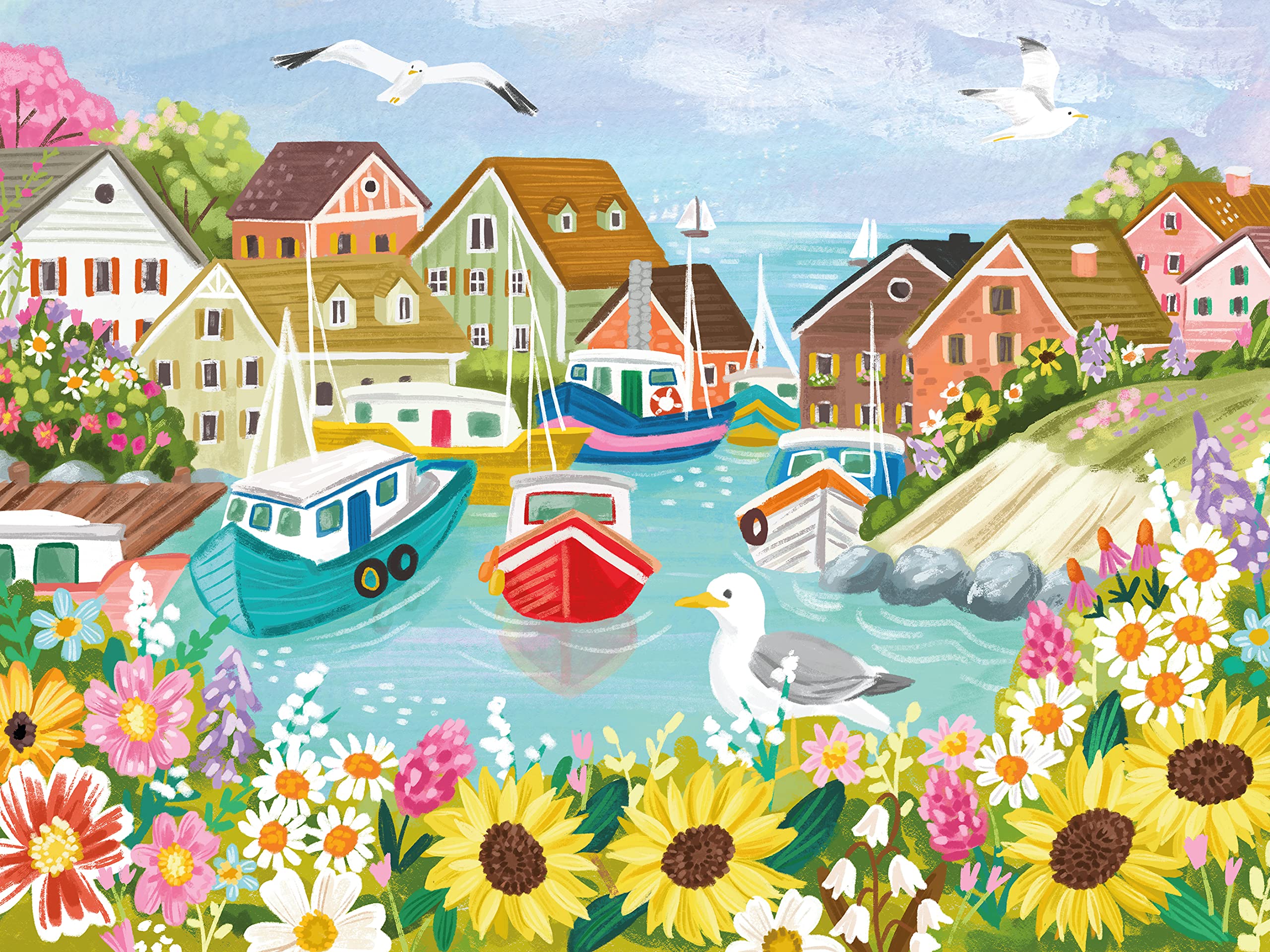 Rompecabezas Ceaco Olivia Gibbs Sea Town Harbor 300 Piezas - Venta Internacional.