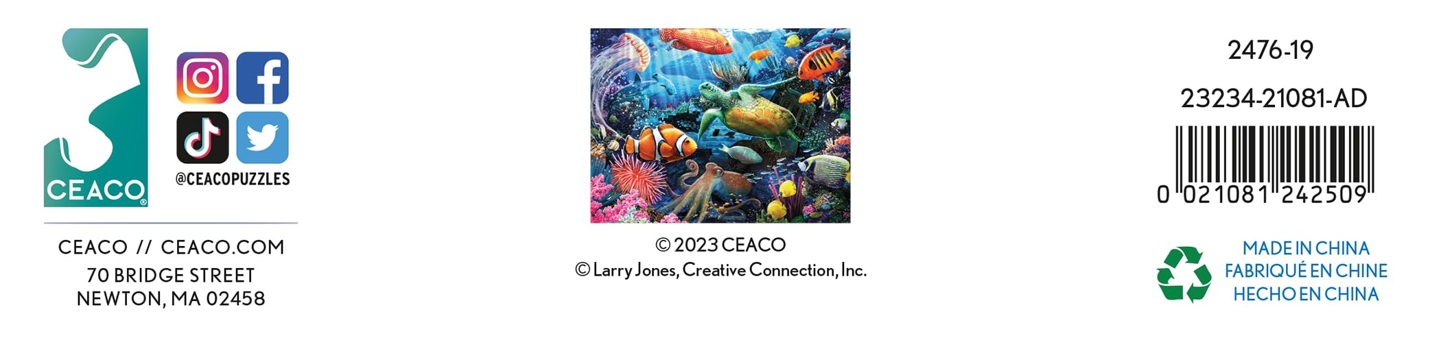 Foto 8 pulgar | Rompecabezas Ceaco Under The Ocean, 500 Piezas Con Lámina - Venta Internacional.