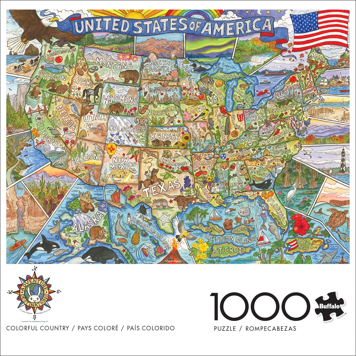 Foto 3 pulgar | Rompecabezas Buffalo Games Colorful Country 1000 Piezas - Venta Internacional.