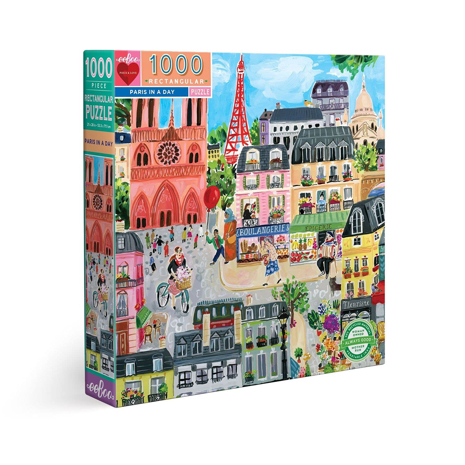 Rompecabezas Eeboo Piece And Love Paris In A Day 1000 Piezas - Venta Internacional.