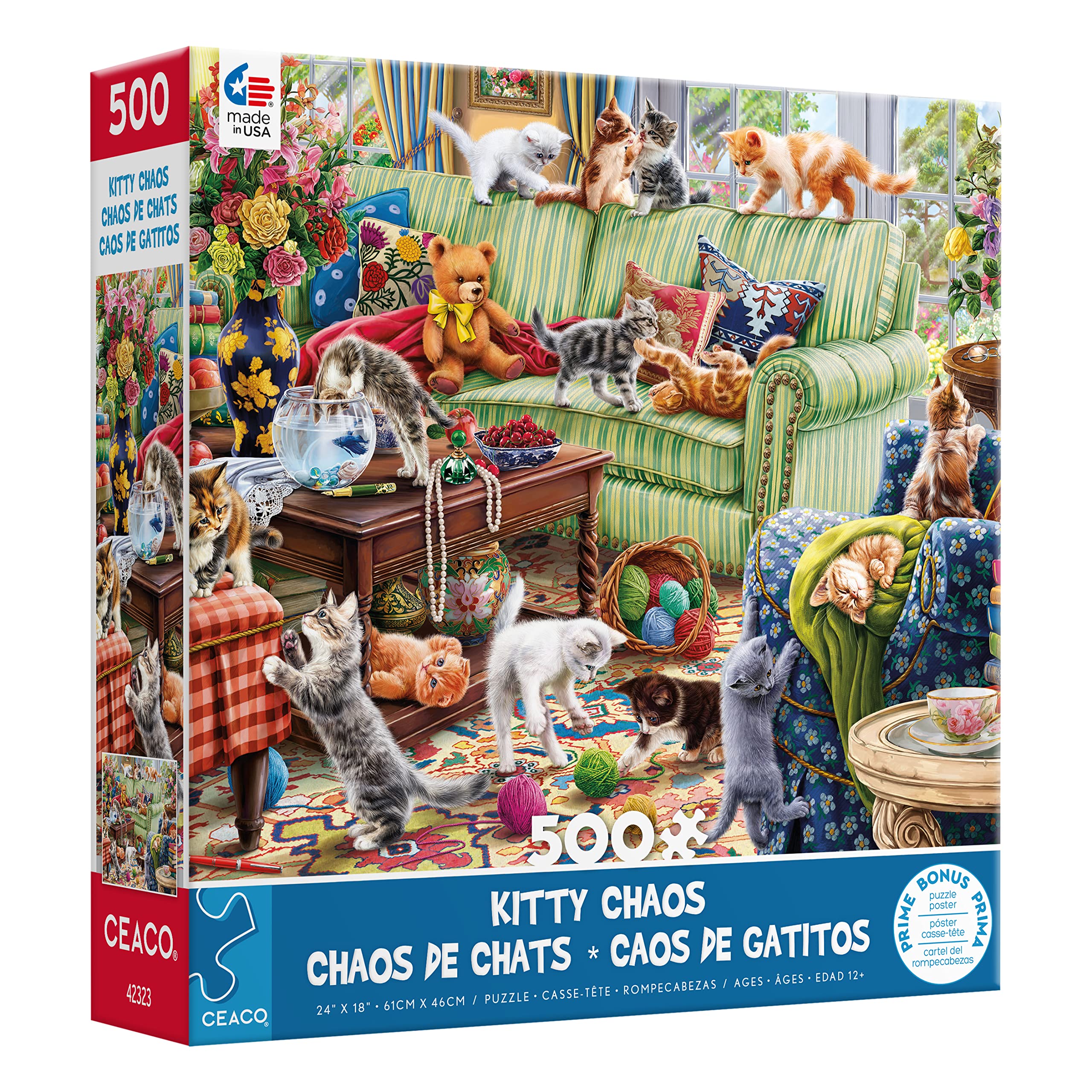 Foto 4 pulgar | Rompecabezas Ceaco Paws Gone Wild Kitty Chaos 500 Piezas - Venta Internacional.