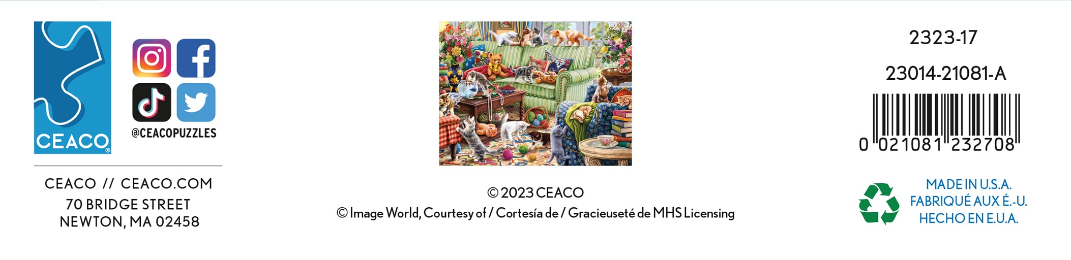 Foto 7 | Rompecabezas Ceaco Paws Gone Wild Kitty Chaos 500 Piezas - Venta Internacional.