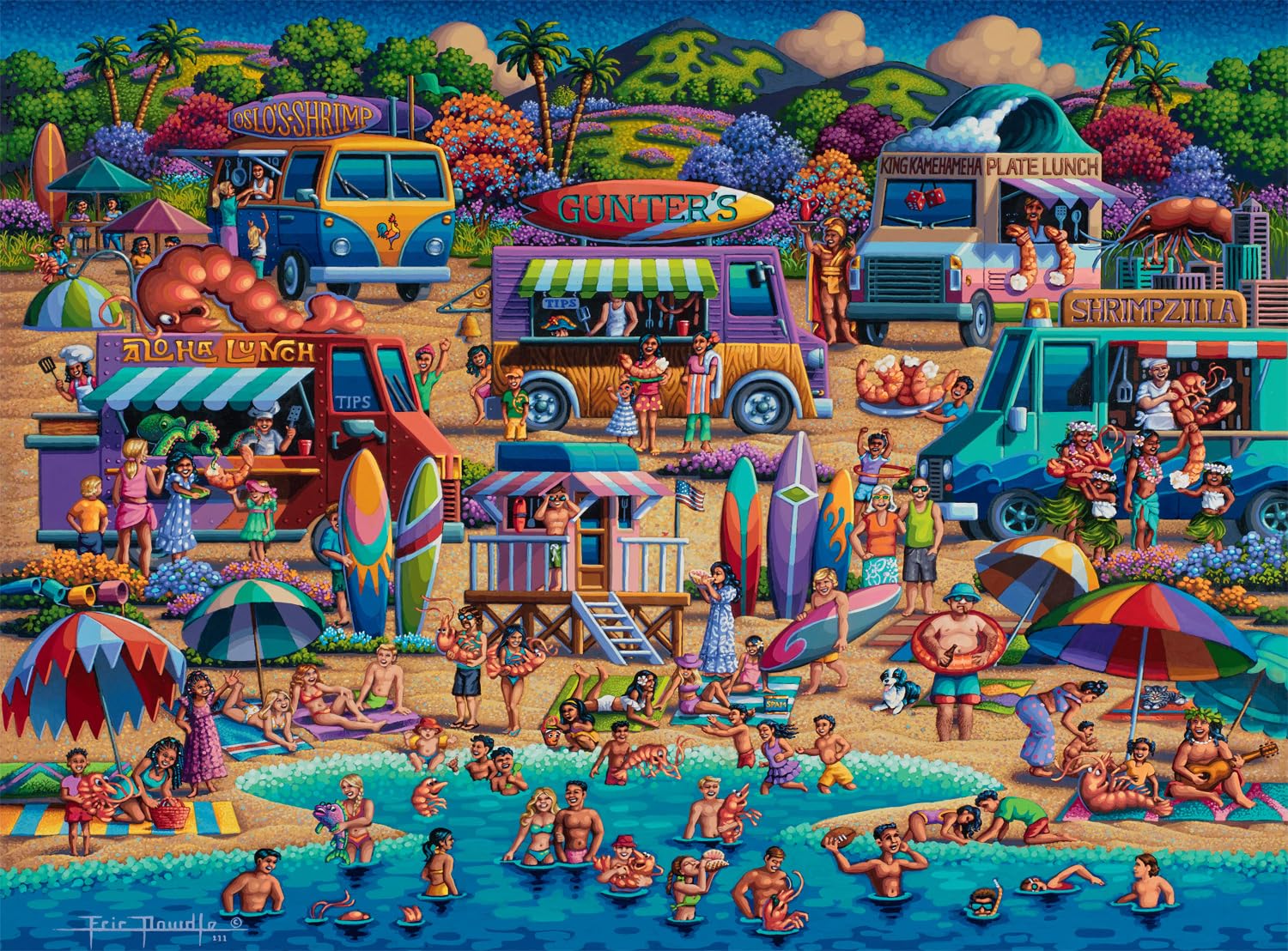 Rompecabezas Buffalo Games Eric Dowdle Shrimp Trucks, 1000 Unidades - Venta Internacional.