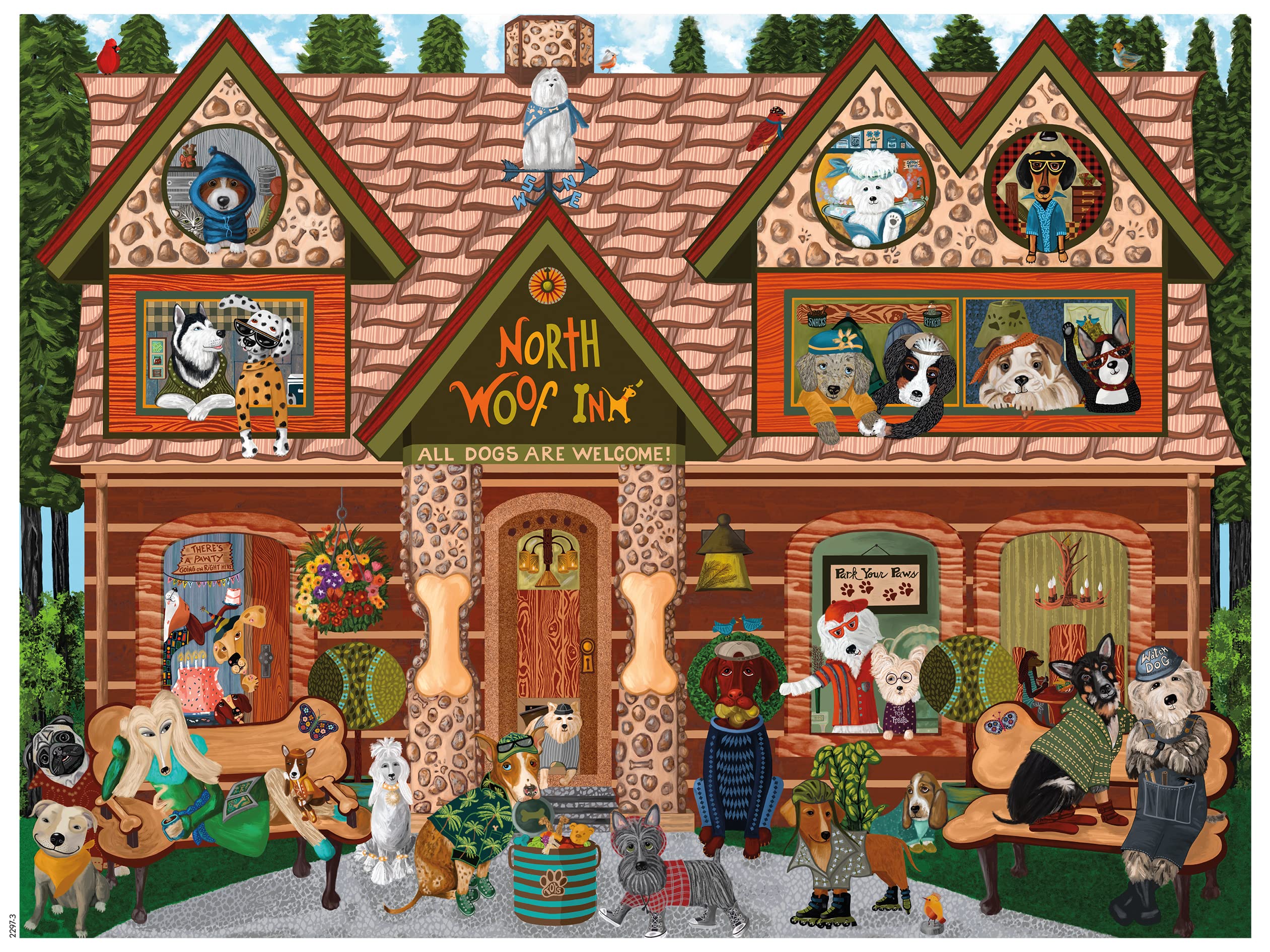 Foto 1 | Rompecabezas Ceaco Woof N Wang North Woof Inn 300 Piezas - Venta Internacional.