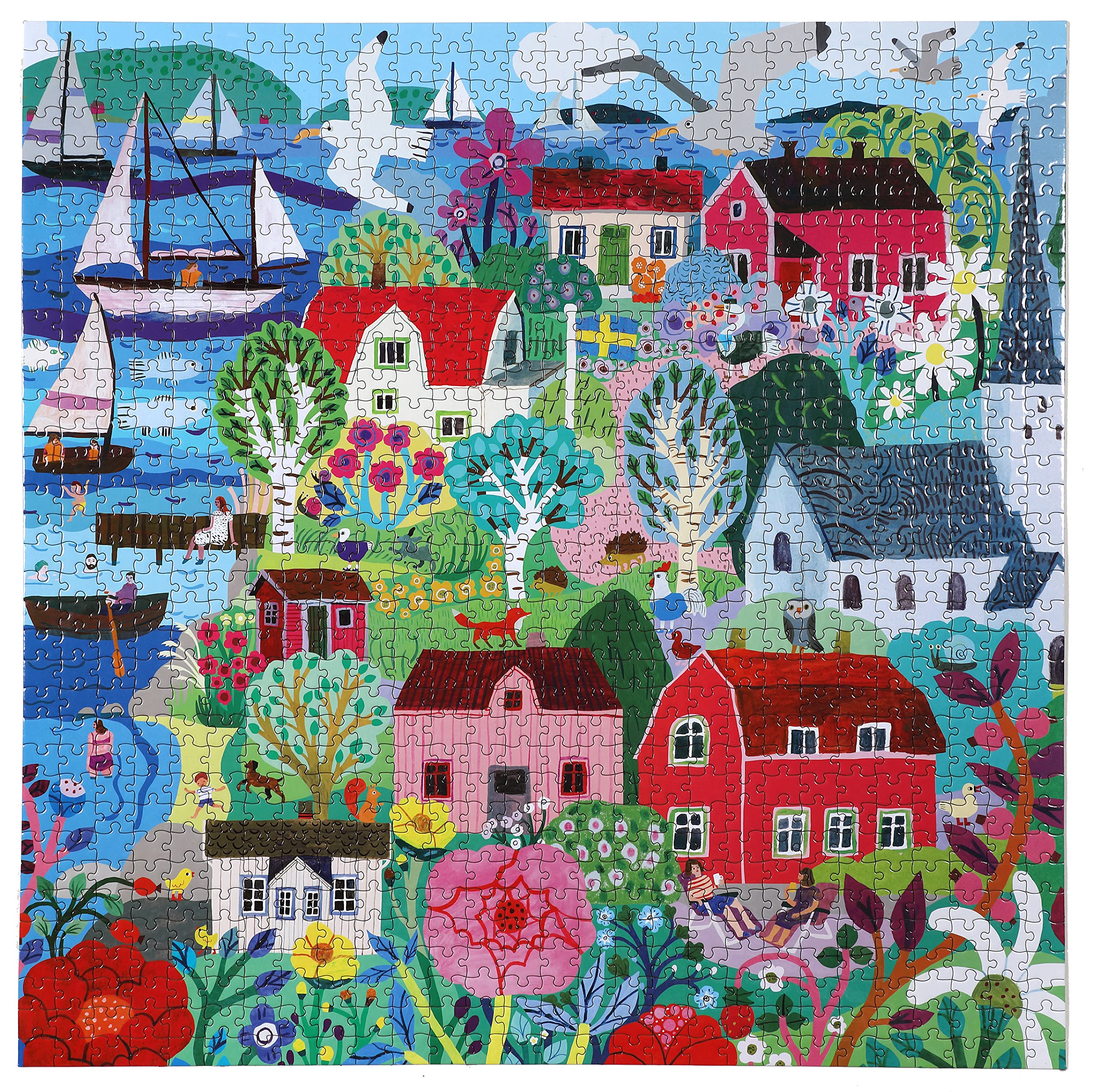 Foto 4 pulgar | Puzzle Eeboo Piece And Love Swedish Fishing Village, 1000 Unidades - Venta Internacional.