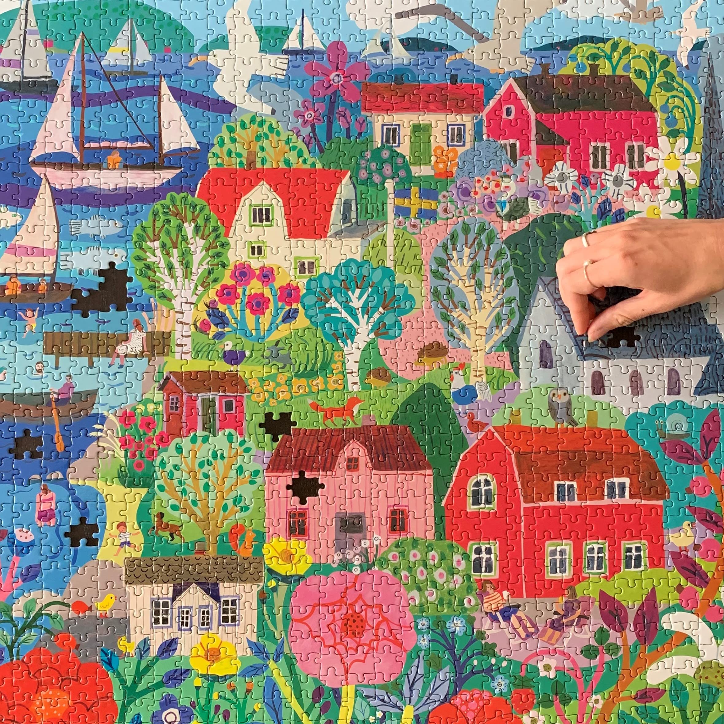 Foto 6 pulgar | Puzzle Eeboo Piece And Love Swedish Fishing Village, 1000 Unidades - Venta Internacional.