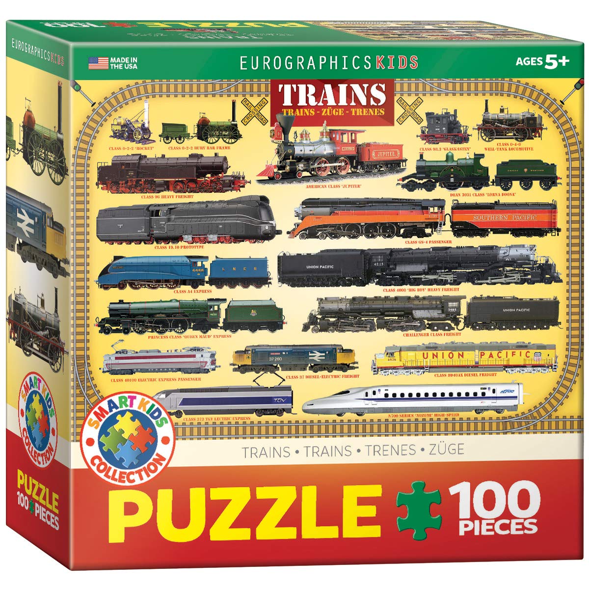 Puzle Eurographics Trains, 100 Piezas, 13 X 19 Cm, Fabricado En Ee. Uu. - Venta Internacional.