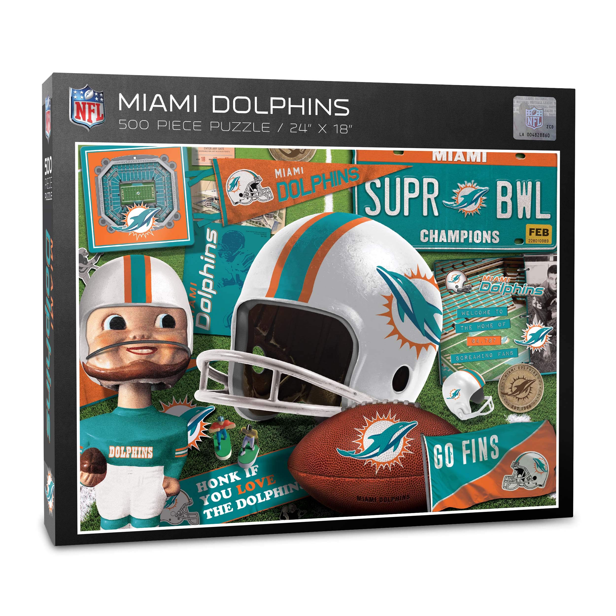 Foto 2 pulgar | Puzzle Youthefan Nfl Miami Dolphins Retro Series, 500 Piezas - Venta Internacional.