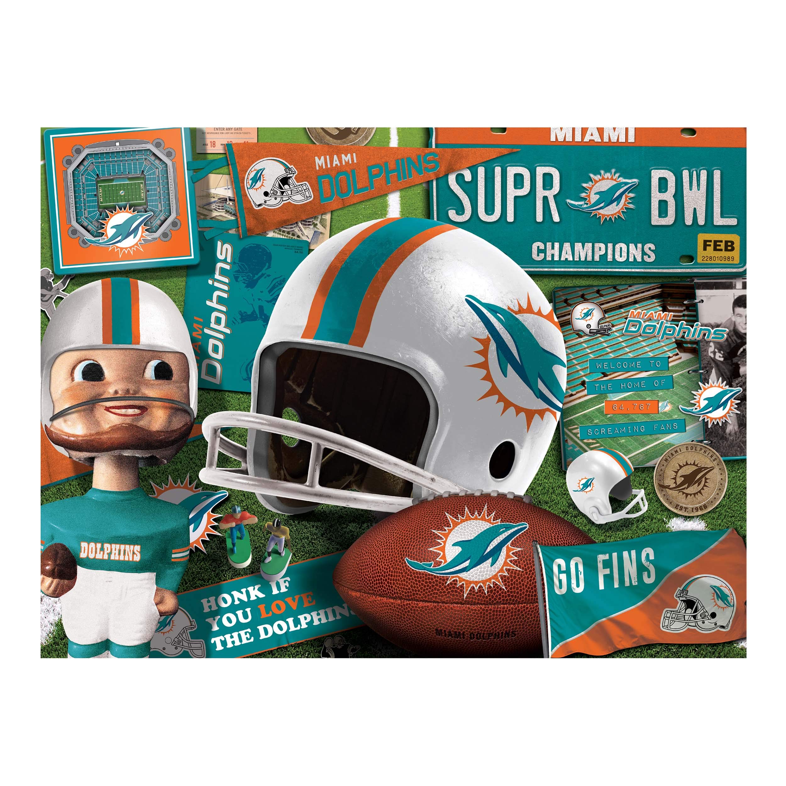 Foto 4 pulgar | Puzzle Youthefan Nfl Miami Dolphins Retro Series, 500 Piezas - Venta Internacional.