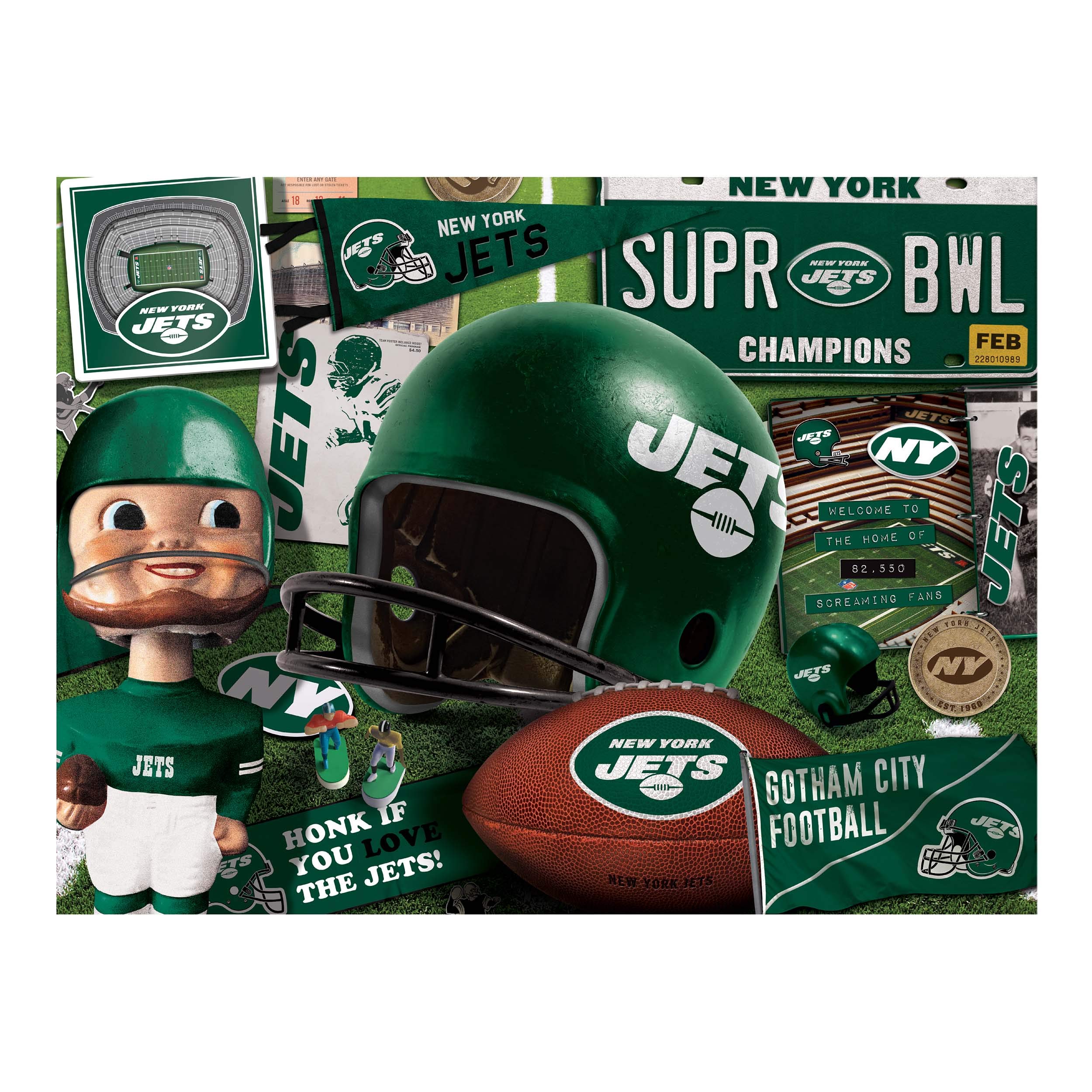 Foto 4 pulgar | Puzzle Youthefan Nfl New York Jets Retro Series, 500 Piezas - Venta Internacional.