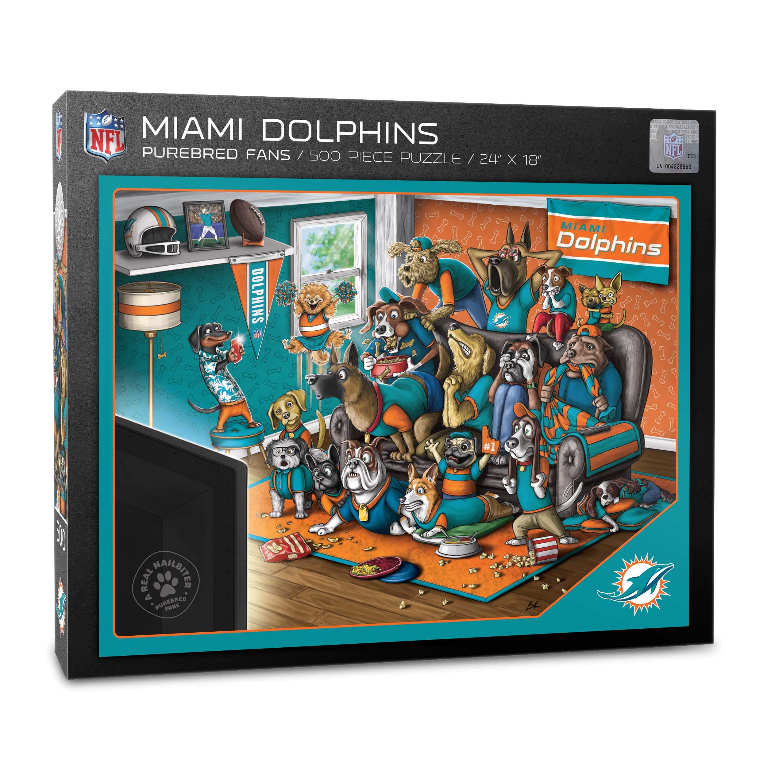 Foto 2 pulgar | Puzzle Youthefan Nfl Miami Dolphins Purebred Fans, 500 Unidades - Venta Internacional.