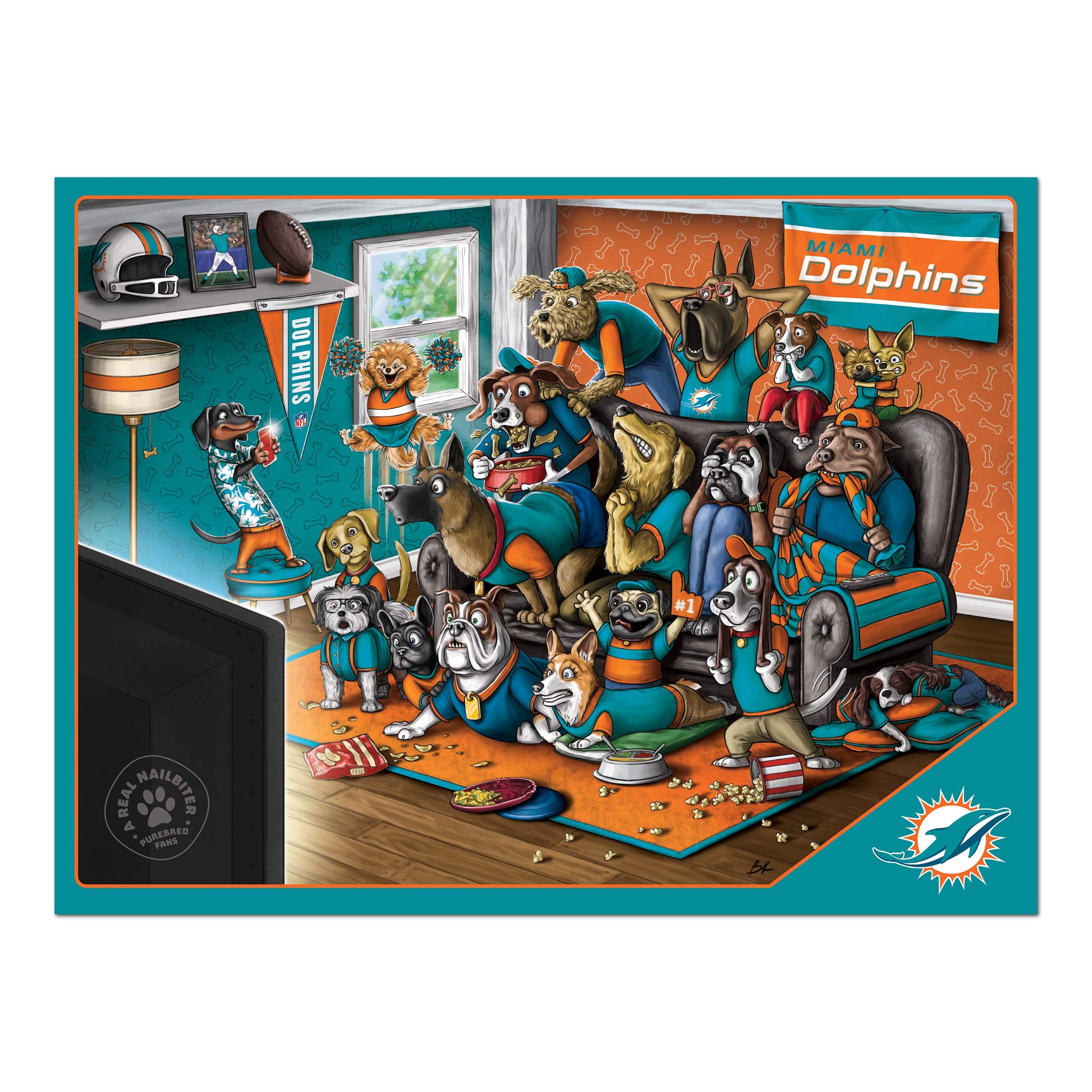 Foto 4 pulgar | Puzzle Youthefan Nfl Miami Dolphins Purebred Fans, 500 Unidades - Venta Internacional.