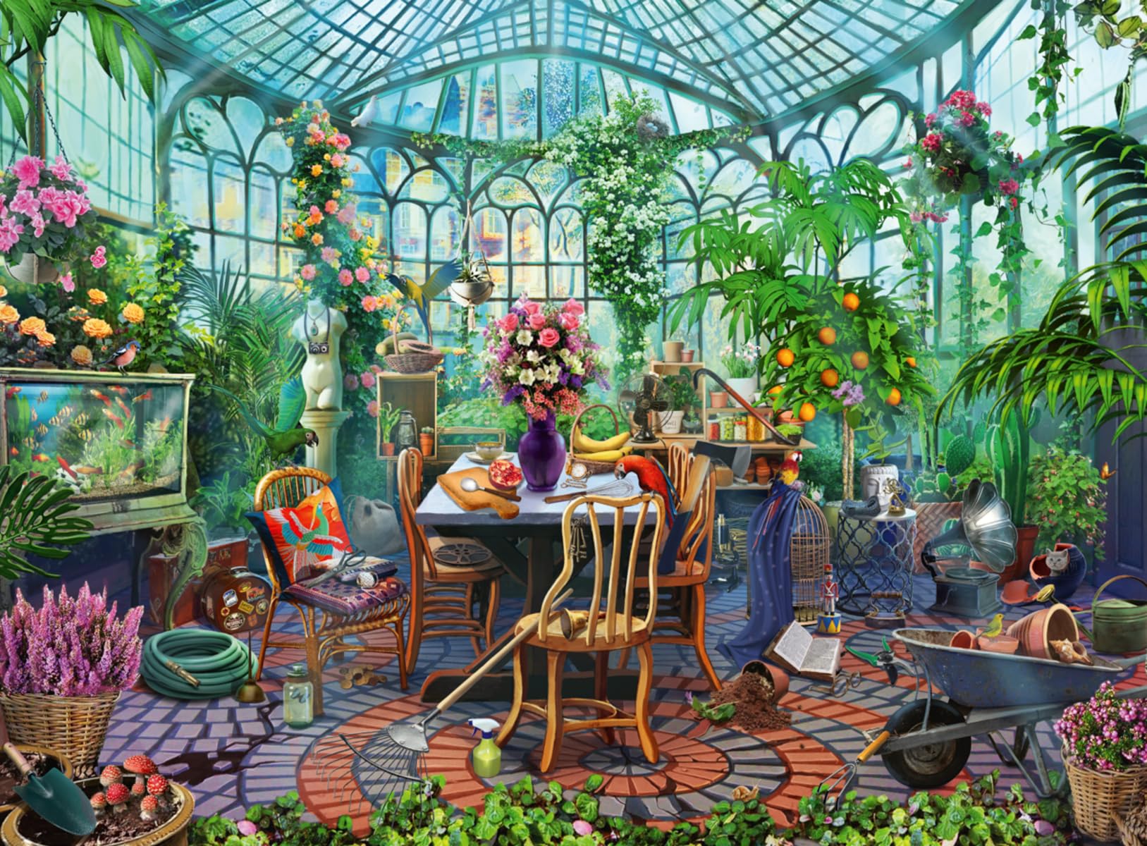 Rompecabezas Ravensburger Greenhouse Mornings, 500 Unidades, Para Adultos - Venta Internacional.